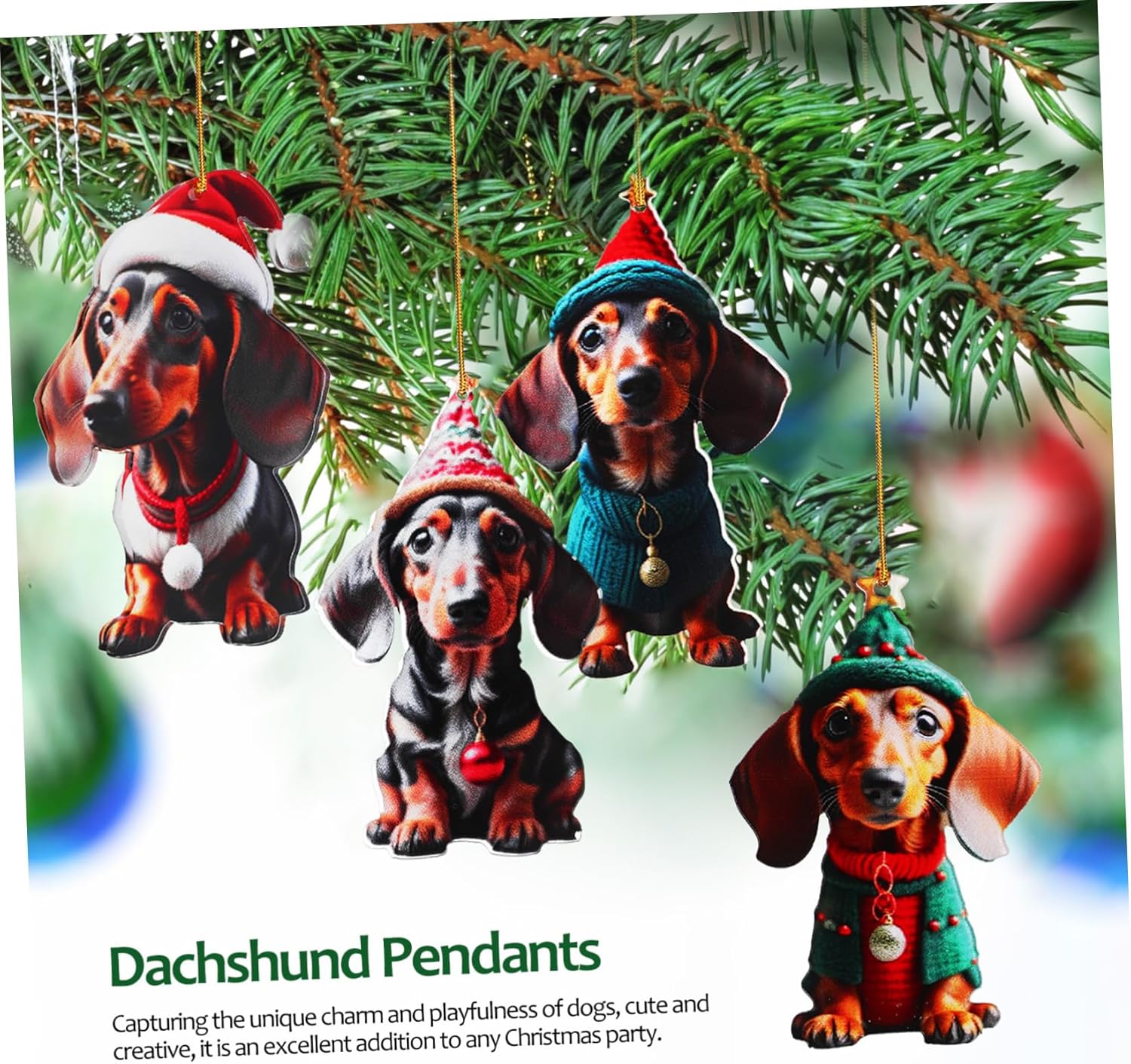 VANZACK 10 piezas de perro salchicha colgante de perro salchicha ornamento colgante adornos árbol de Navidad salchicha decoración perro adorno árbol