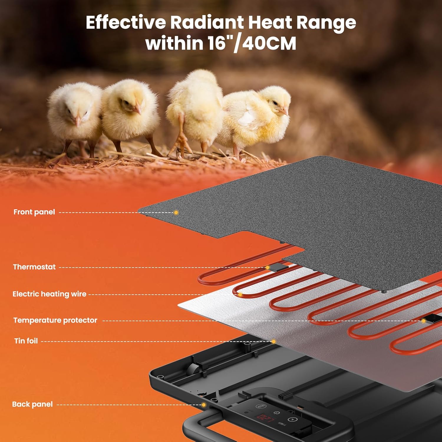 Keten Calentador de gallinero, 100200 vatios de calor radiante, diseño de eficiencia energética, 3 formas de uso, más seguro que las lámparas de