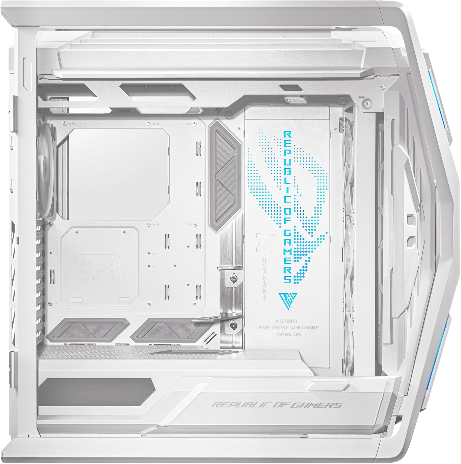 ASUS ROG Hyperion GR701 EATX – Carcasa para computadora de torre completa con estructura semiabierta, paneles laterales sin herramientas, soporta