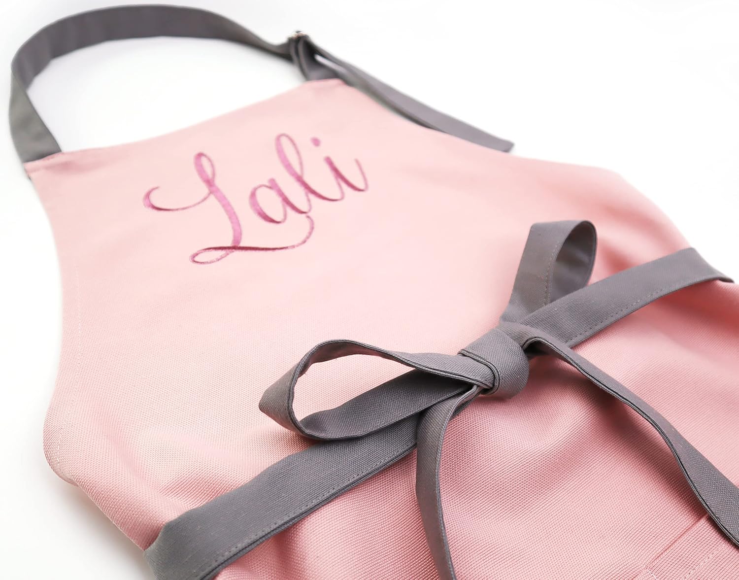 Kids Apron and Chef Hat Set for Girls Pink Personalized Embroidered Custom Name Children Cotton Apron with Pocket. Girls Kitchen Apron Cooking,