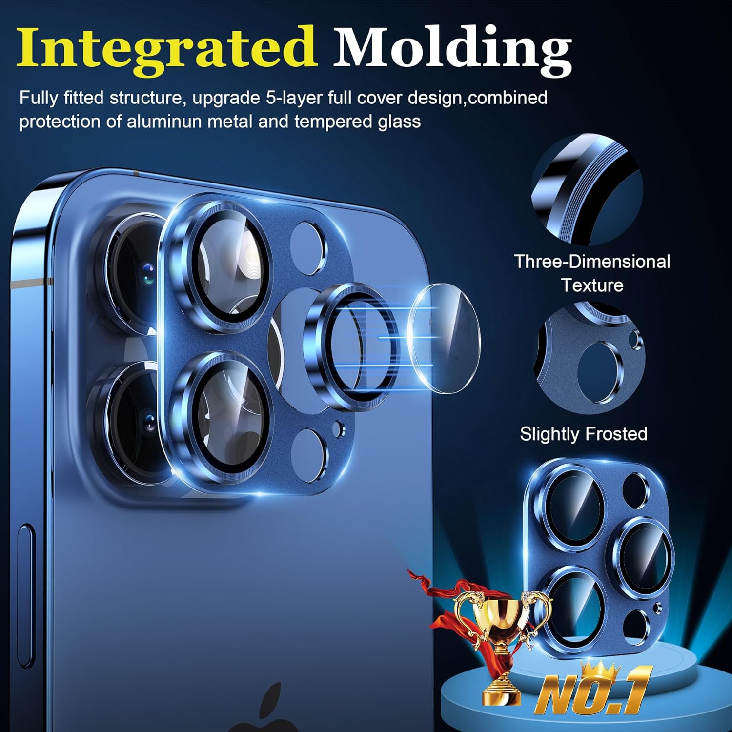 YMHML Protector de lente de cámara para iPhone 15 ProiPhone 15 Pro Max, aleación de vidrio templado, cubierta completa, protección contra caídas,