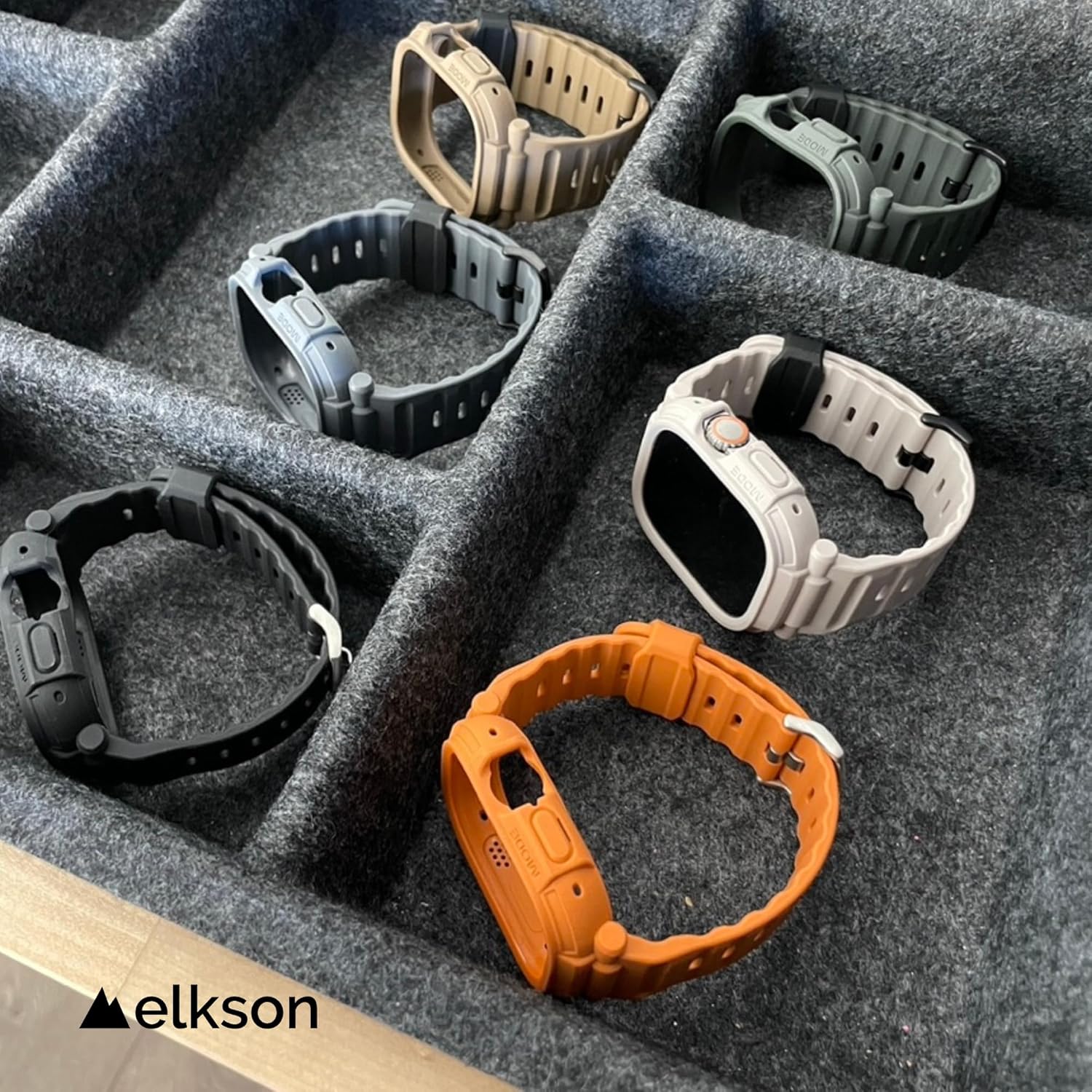 elkson Quattro Pro Series – Funda resistente para Apple Watch Ultra 2 1 Band de 1.732 pulgadas, protector de pantalla de vidrio templado, resistente