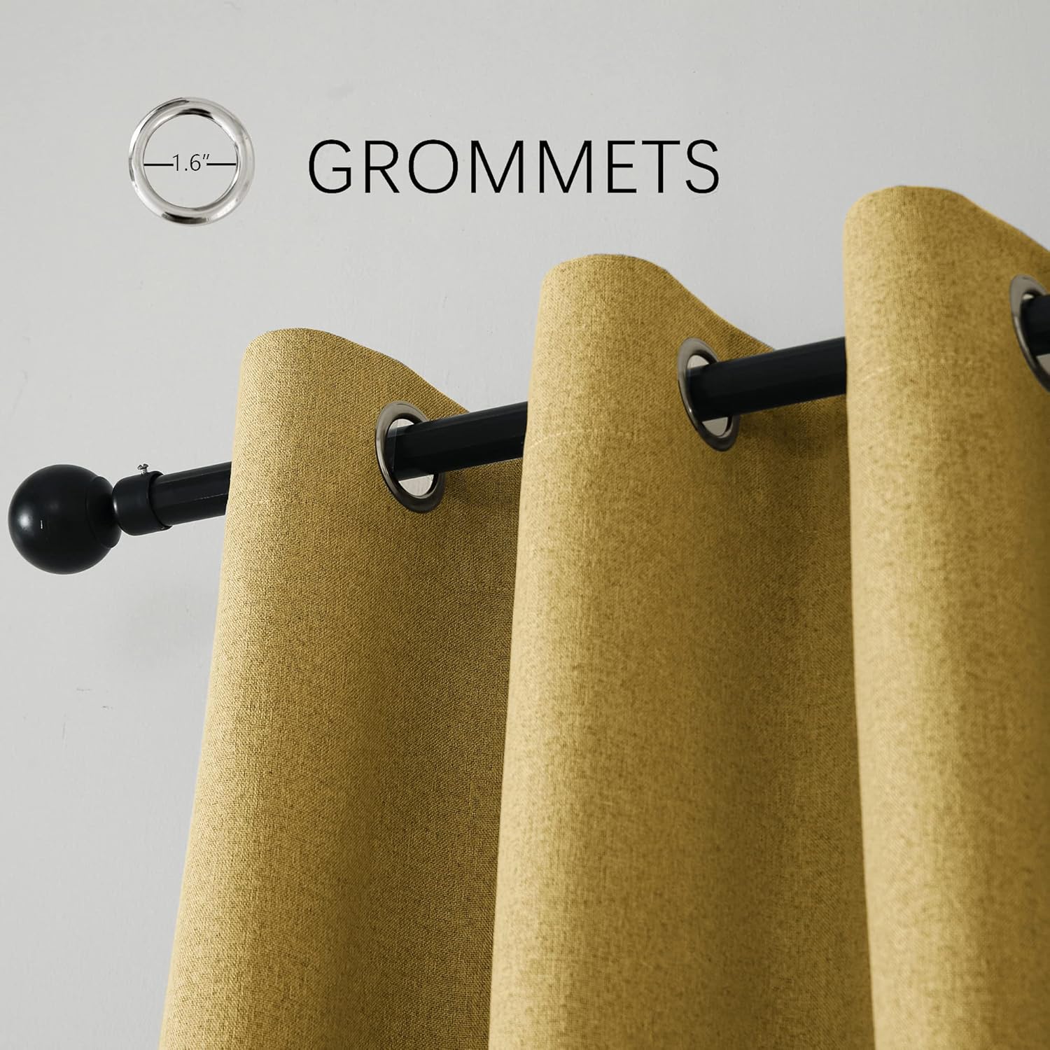 INLINAS Cortinas opacas estilo lino de 52 x 84 pulgadas, 100% bloqueo de luz, reducción de ruido y aislamiento térmico, paneles de triple capa con