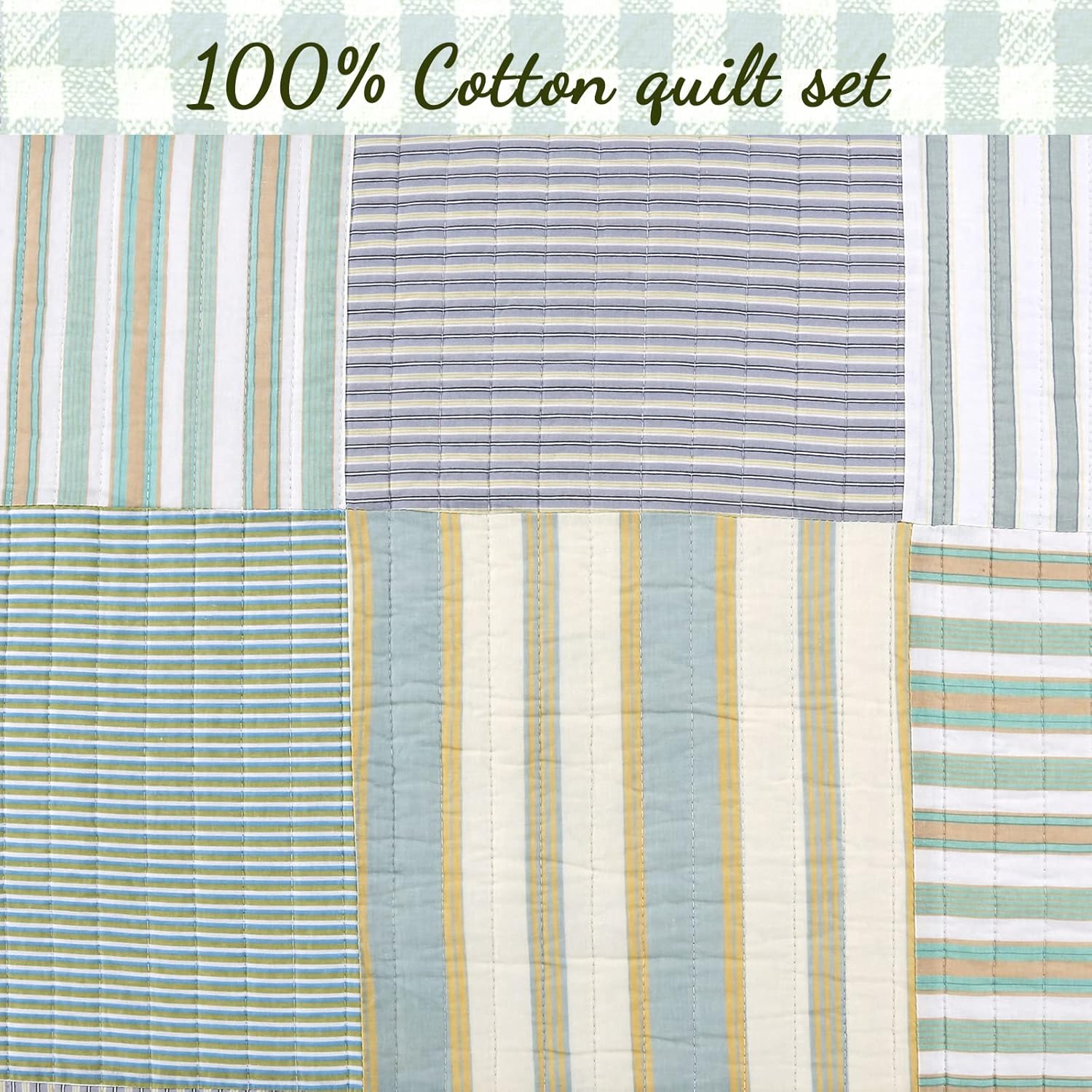 Cozy Line Home Fashions Daniel Denim – Juego de ropa de cama reversible de algodón a cuadros azules