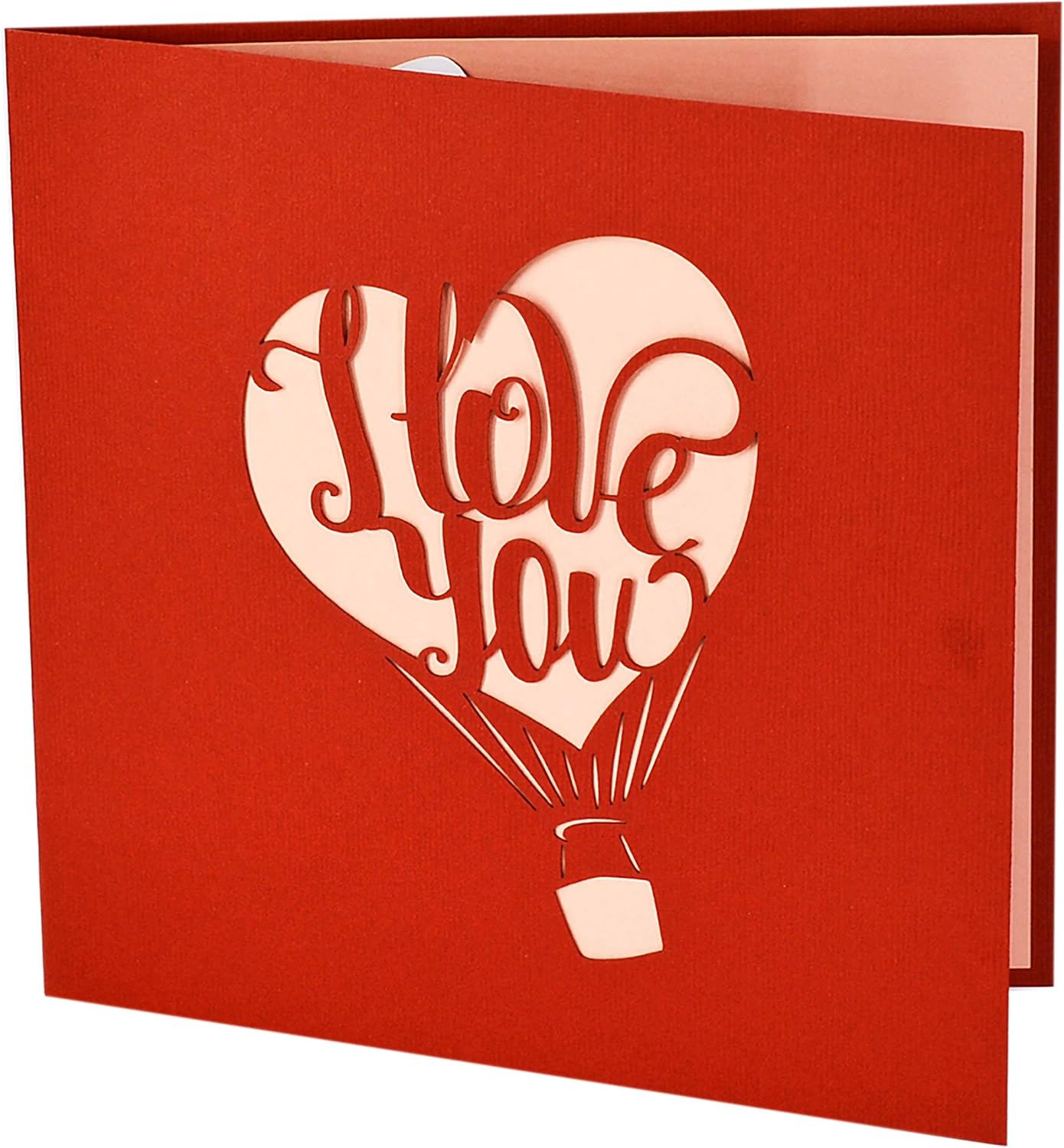 CUTPOPUP – Tarjetas troqueladas en 3D para el Día de San Valentín, pareja besándose en un globo aerostático, tarjeta romántica de aniversario de