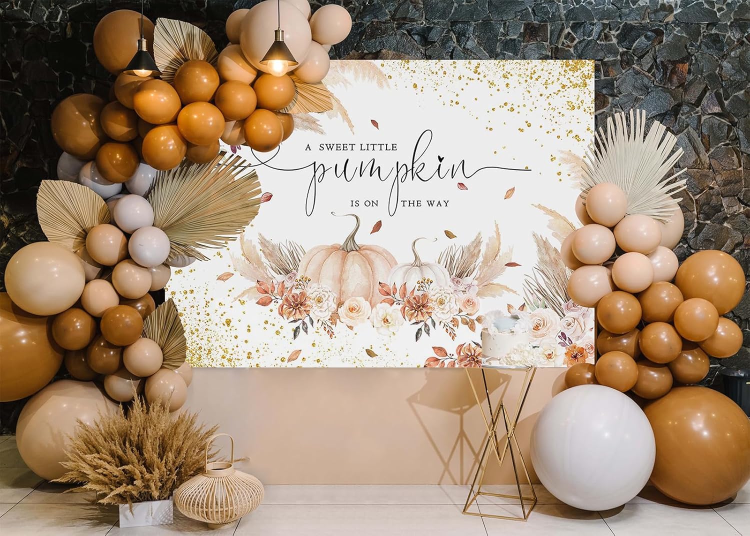 Mocsicka Telón de fondo de calabaza para niñas y niños, otoño, calabaza, baby shower, decoración de fiesta, bohemio, rubor floral, A Little Pumpkin