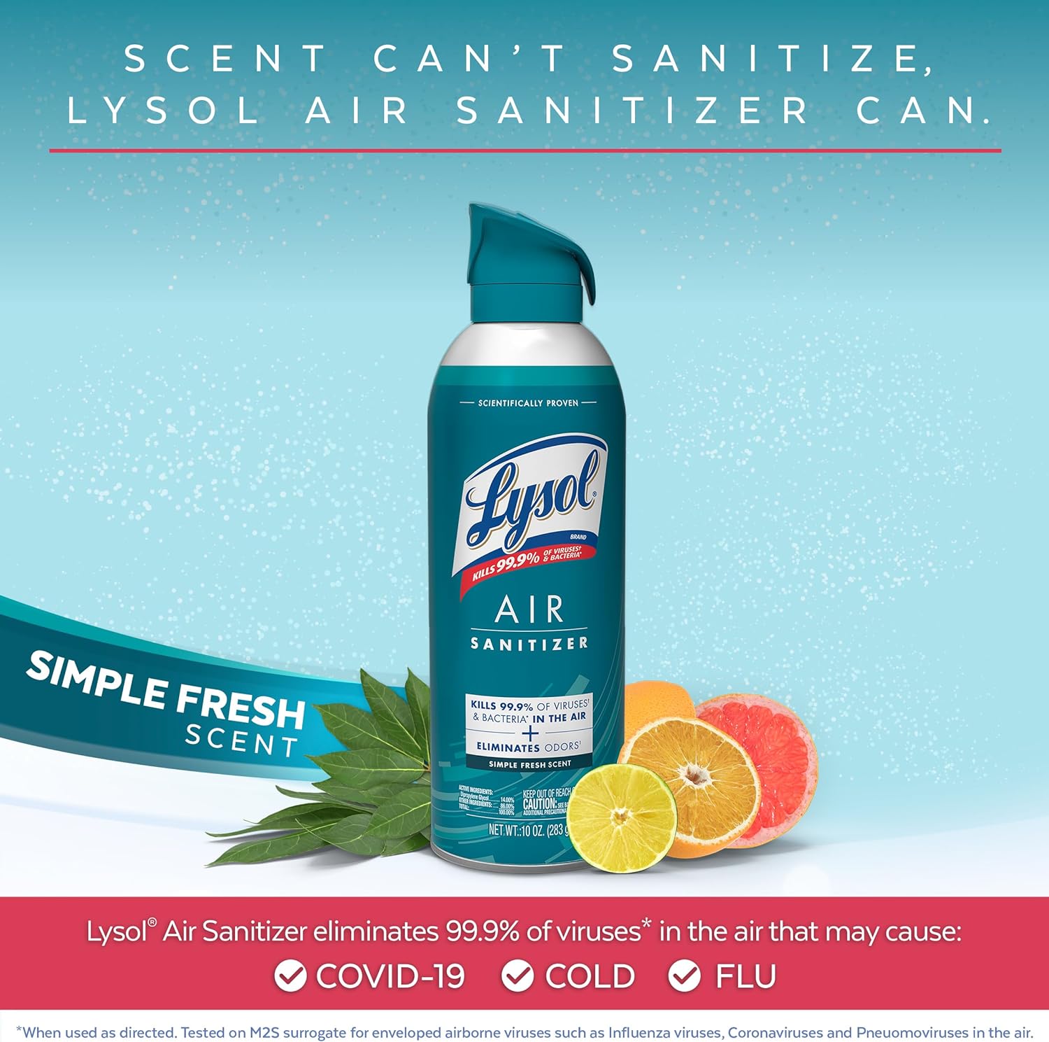 Lysol Aerosol desinfectante de aire, para desinfección del aire y eliminación de olores, aroma fresco simple, 10 onzas líquidas (paquete de 3)