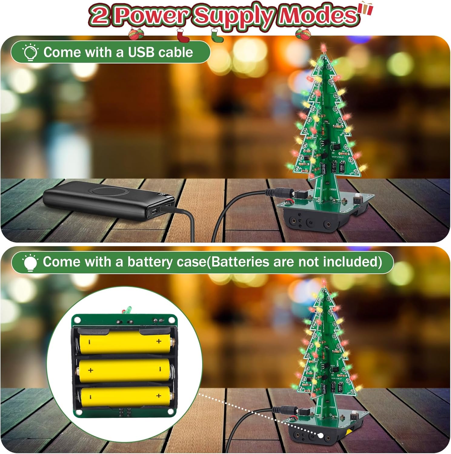 IS Icstation – Proyecto de soldadura de árbol de Navidad, kit de soldadura de árbol de Navidad 3D con luces LED intermitentes, práctica de soldadura