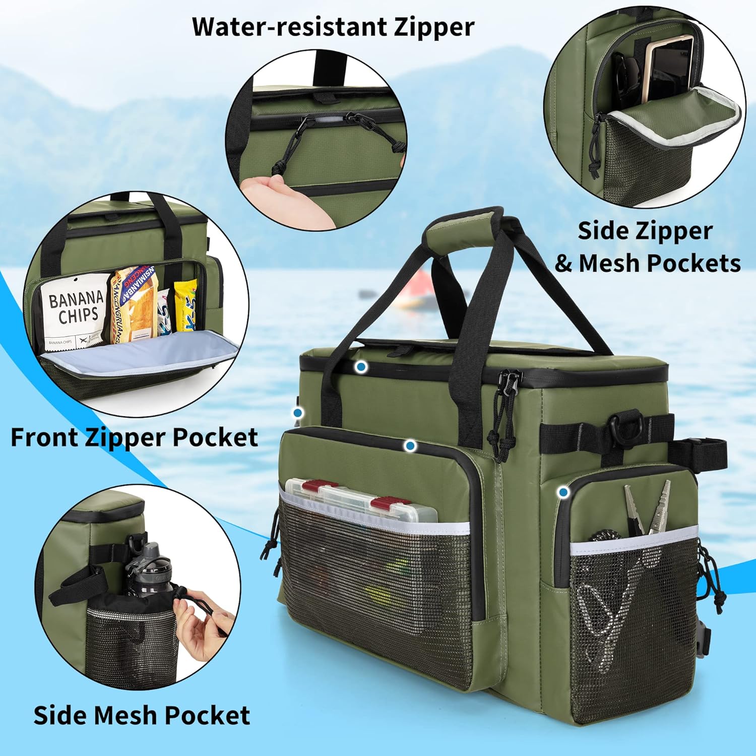 Enfriador de kayak grande, enfriador de kayak impermeable detrás del asiento, bolsa enfriadora para asiento estilo silla de césped, asiento de
