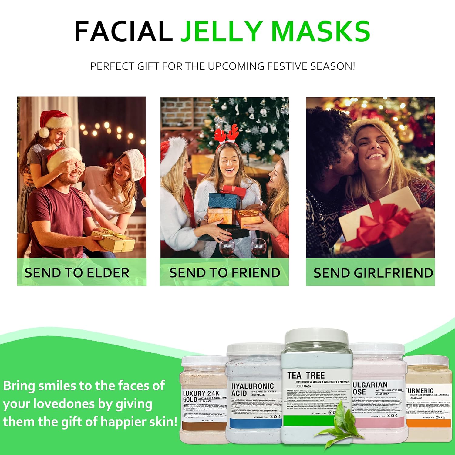 Máscara de gelatina en polvo para faciales, máscaras de gelatina de aloe vera para profesionales faciales, máscara facial de gelatina, hidratante,
