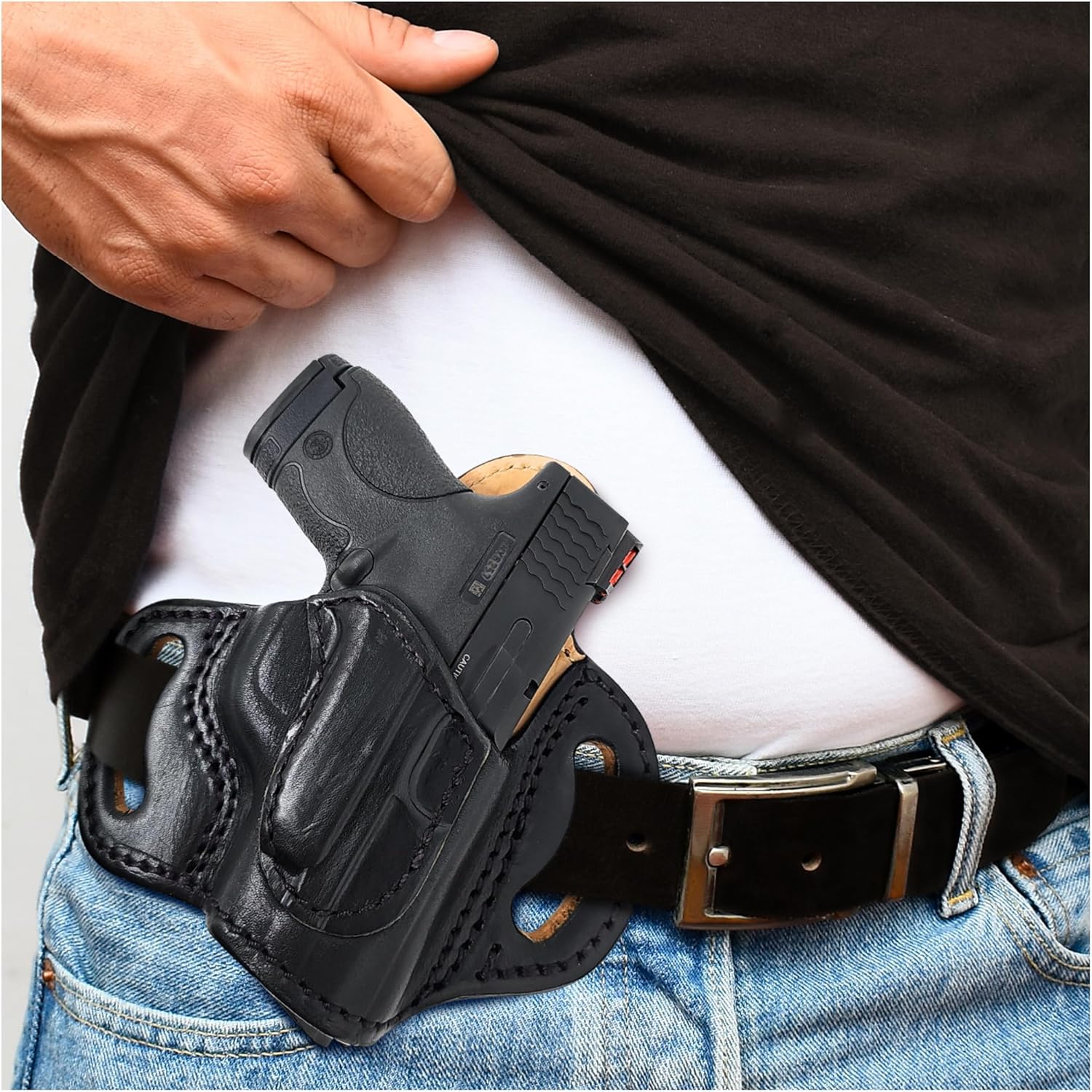 Funda de piel para pistola OWB para Glock 26273342 Shield, XDS, Taurus 709ProC Sig P938P238, S&W Bodyguard, Ruger, Walther P22, Beretta Nano, SCCY