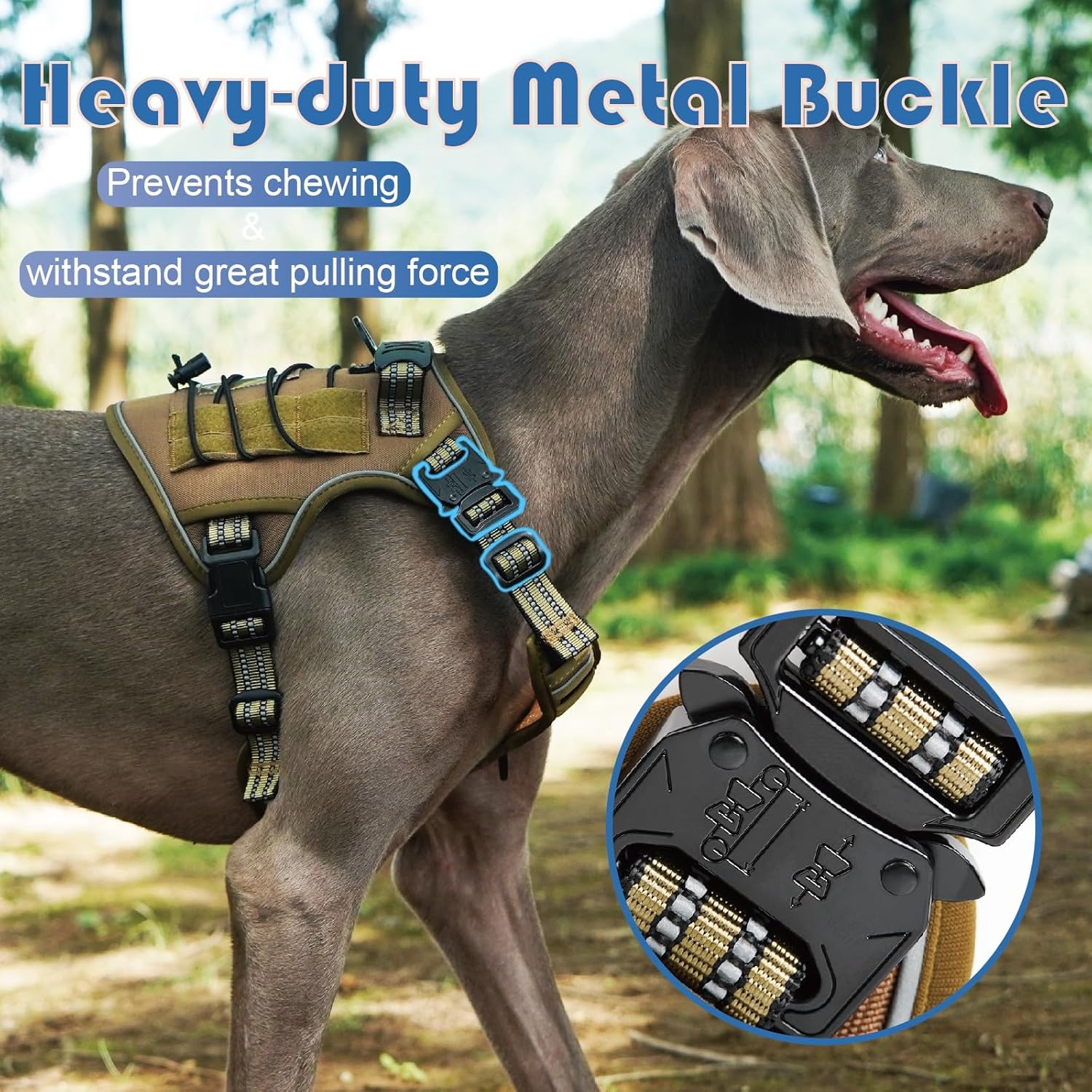 SANHSEHOME AirTag – Arnés táctico para perro con bolsillo rastreador GPS para perros grandes, arnés ajustable con asa reflectante militar para