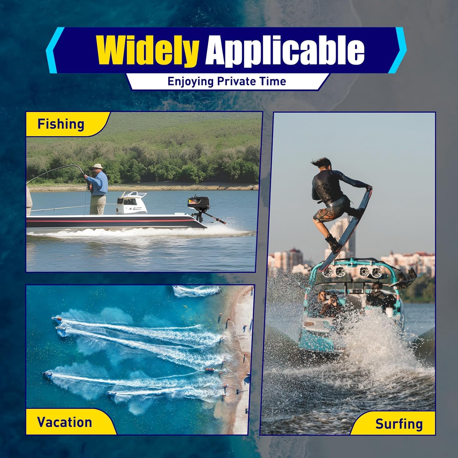 Motor fuera de borda de 2 tiempos, motor de lancha pesada de 3.6 HP 55CC para lanchas de pesca, lanchas motoras y botes inflables, sistema de