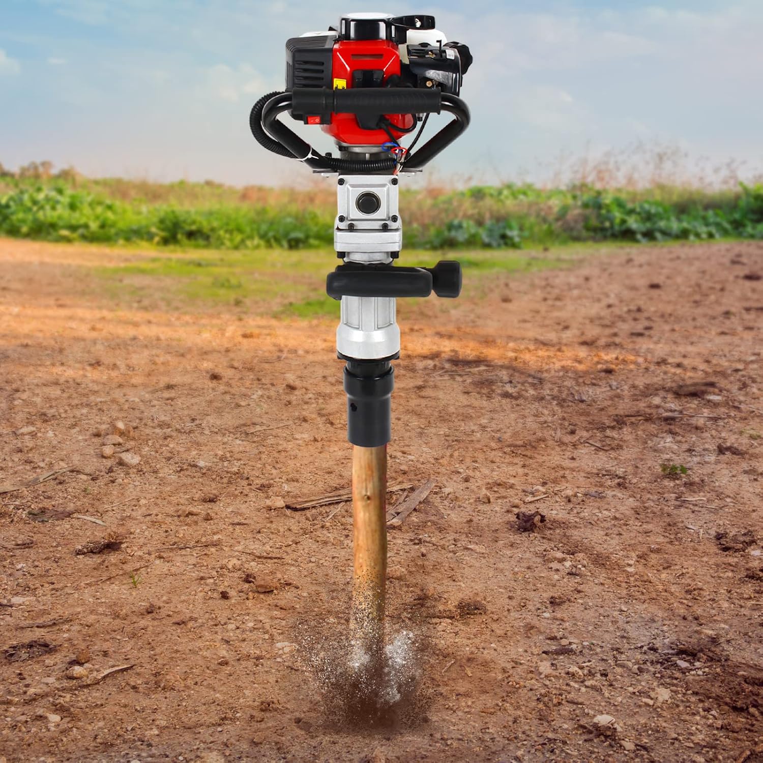 2 tiempos Gasolina Power T Post Driver Pila Motor Cerca Post Hole Digger 32.6CC Gas-Powered Farm & Home Series Post Driver