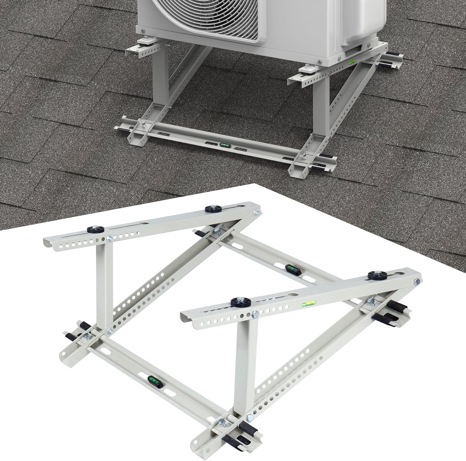 Soporte de montaje dividido en la azotea, soporte de techo ajustable para condensador de aire acondicionado dividido sin conductos y bomba de calor,