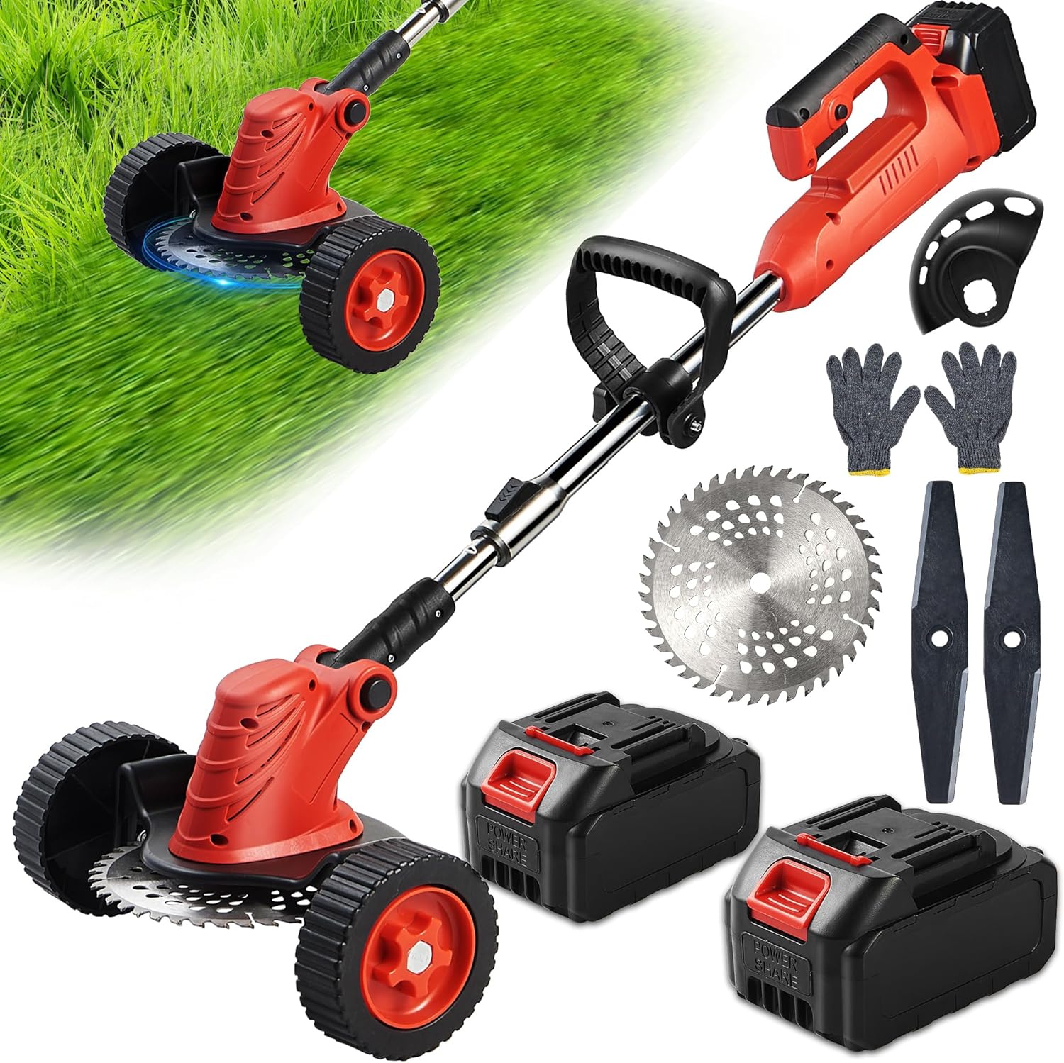 Weed Eater – Wacker eléctrico inalámbrico alimentado por batería, sin cuerdas, 21 V, 3 en 1, de bajo ruido, sin cuerdas, ligero, para el hogar,