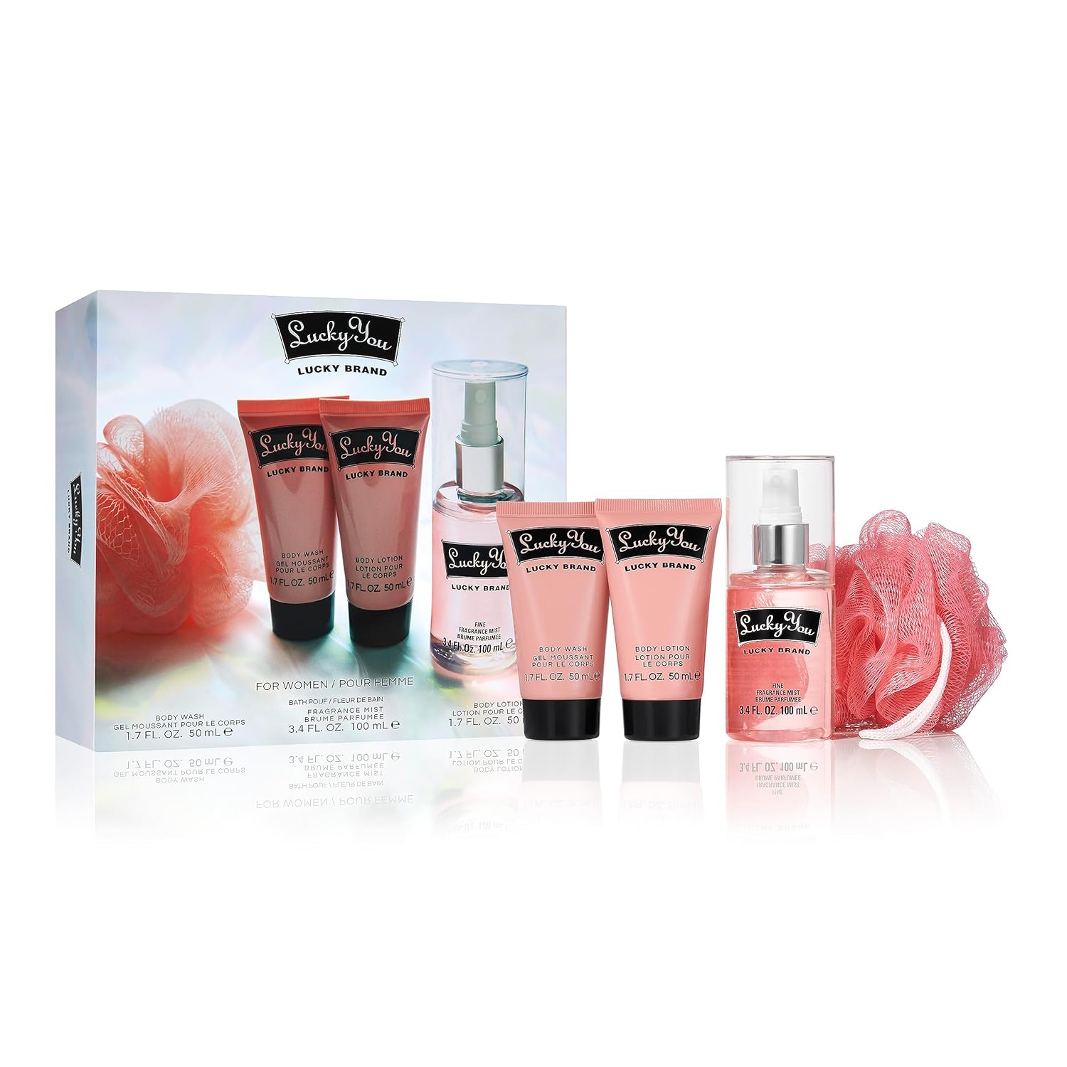 Lucky Brand, Lucky You Fragancia – Juego de baño de 4 piezas para mujer, 3.4 onzas líquidas