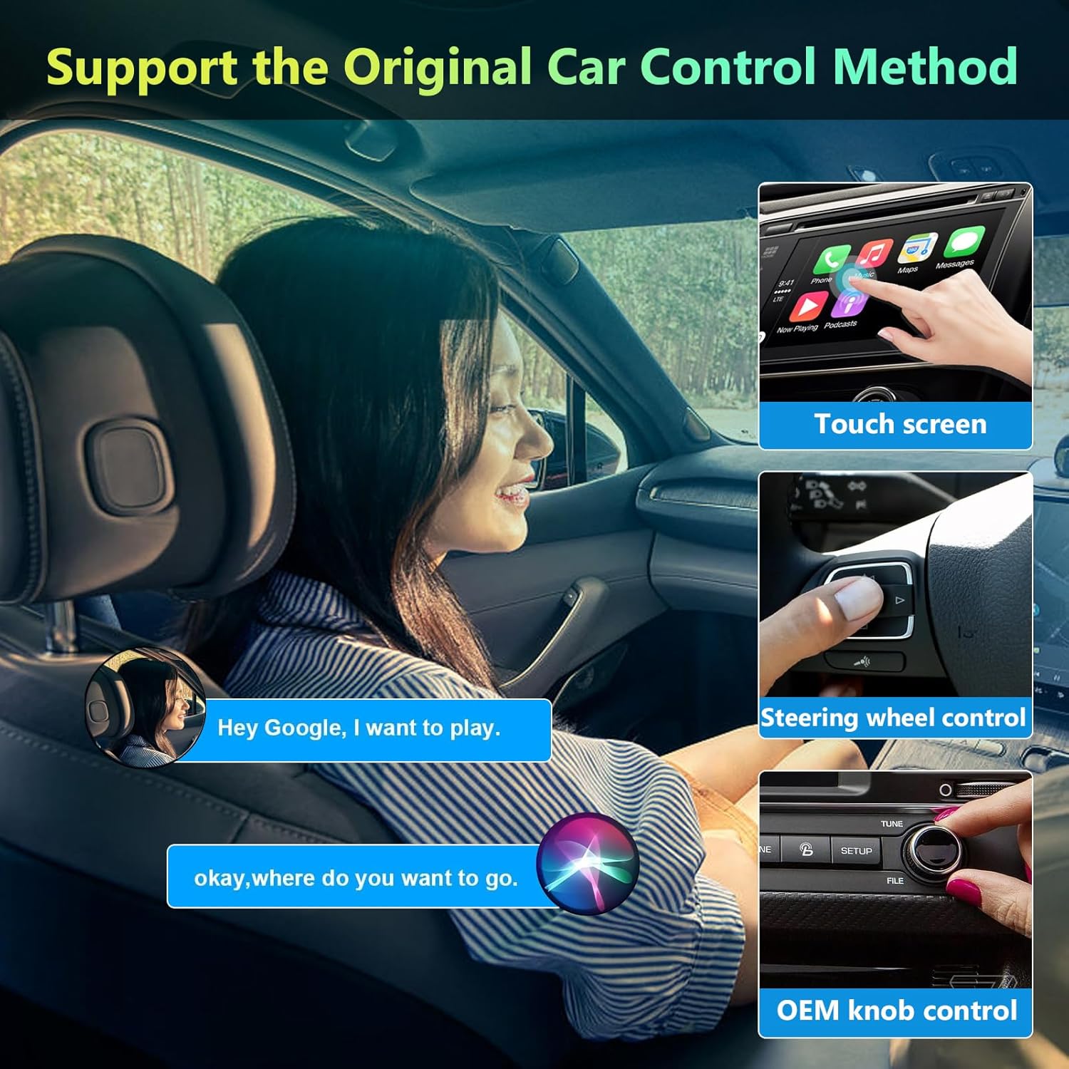 Podofo Adaptador inalámbrico Apple Carplay 2024 para fábrica con cable CarPlay iPhone Bluetooth Adaptador de coche con cable a inalámbrico Apple Car
