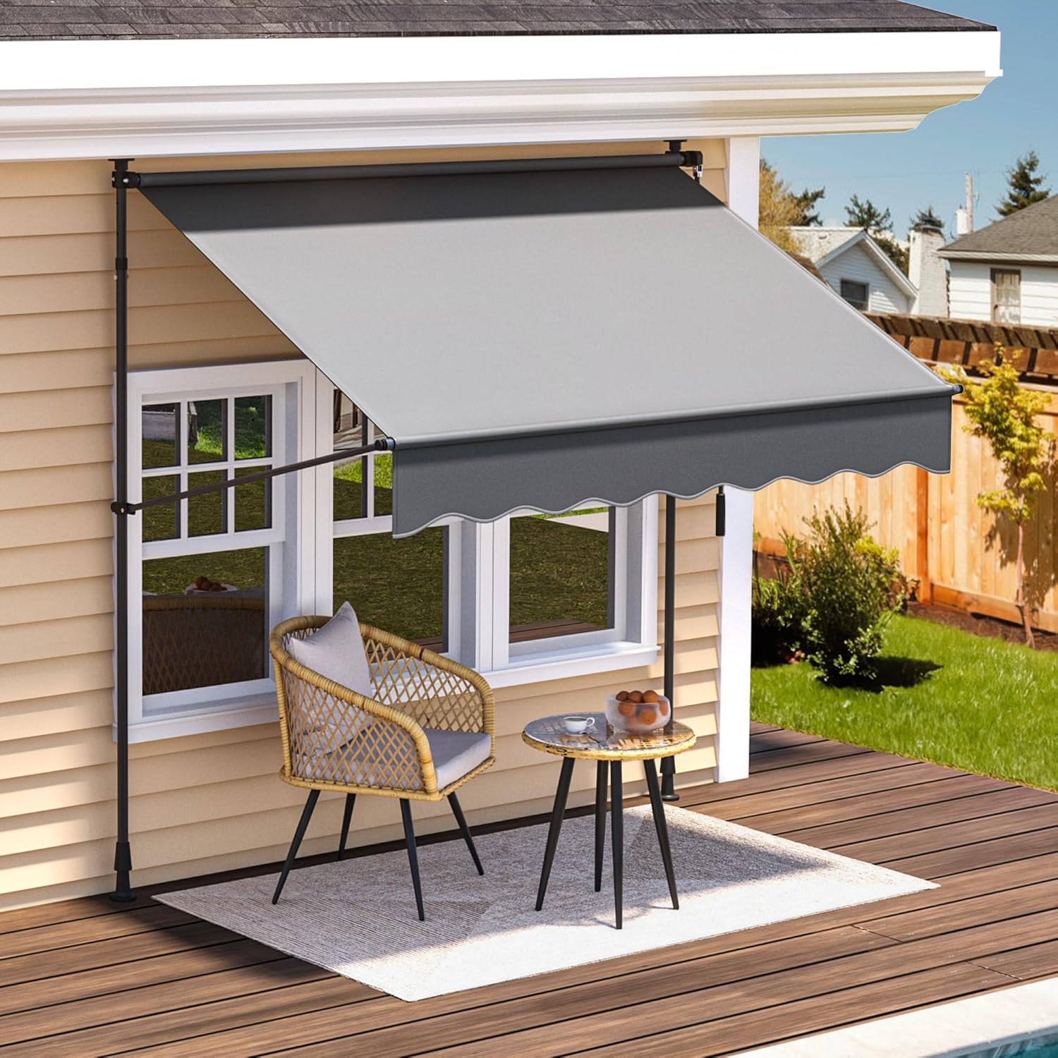 YITAHOME Toldo retráctil manual de 79 pulgadas, toldo para ventana con protección UV, toldo impermeable para patio, puertas, ventanas, cubiertas,