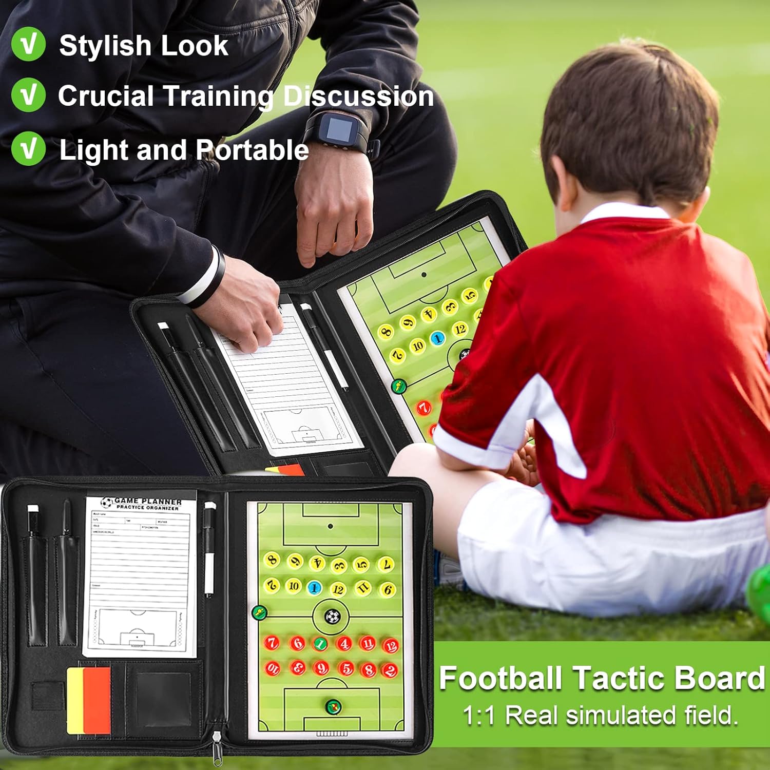 Tabla de entrenamiento táctica magnética de fútbolfútbol, Portapapeles de entrenador, Herramienta de entrenador de fútbol plegable y portátil,