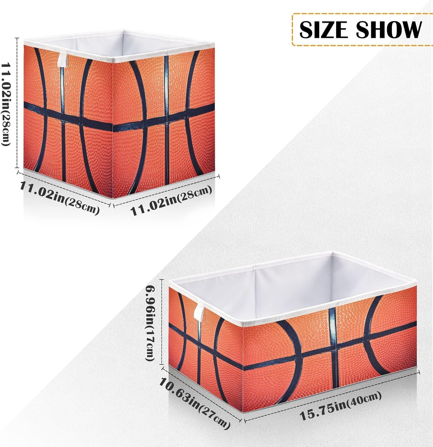 Cubos de almacenamiento de tela plegables de baloncesto con asas, organizador cuadrado de armario, forro impermeable para guardería, cajones,