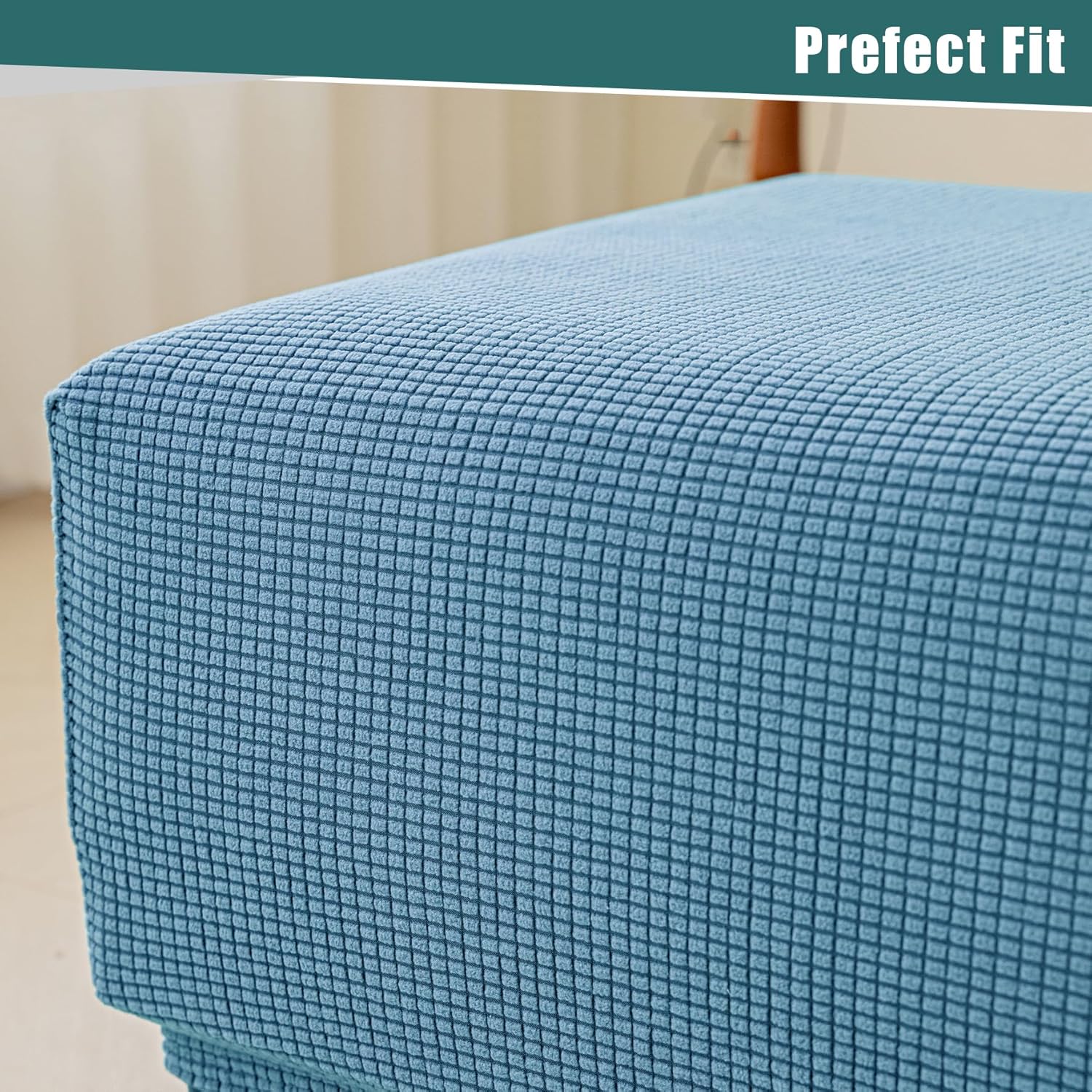 Fundas otomanas elásticas, fundas otomanas de jacquard suave, fundas rectangulares de almacenamiento para taburetes, protector de muebles para sala