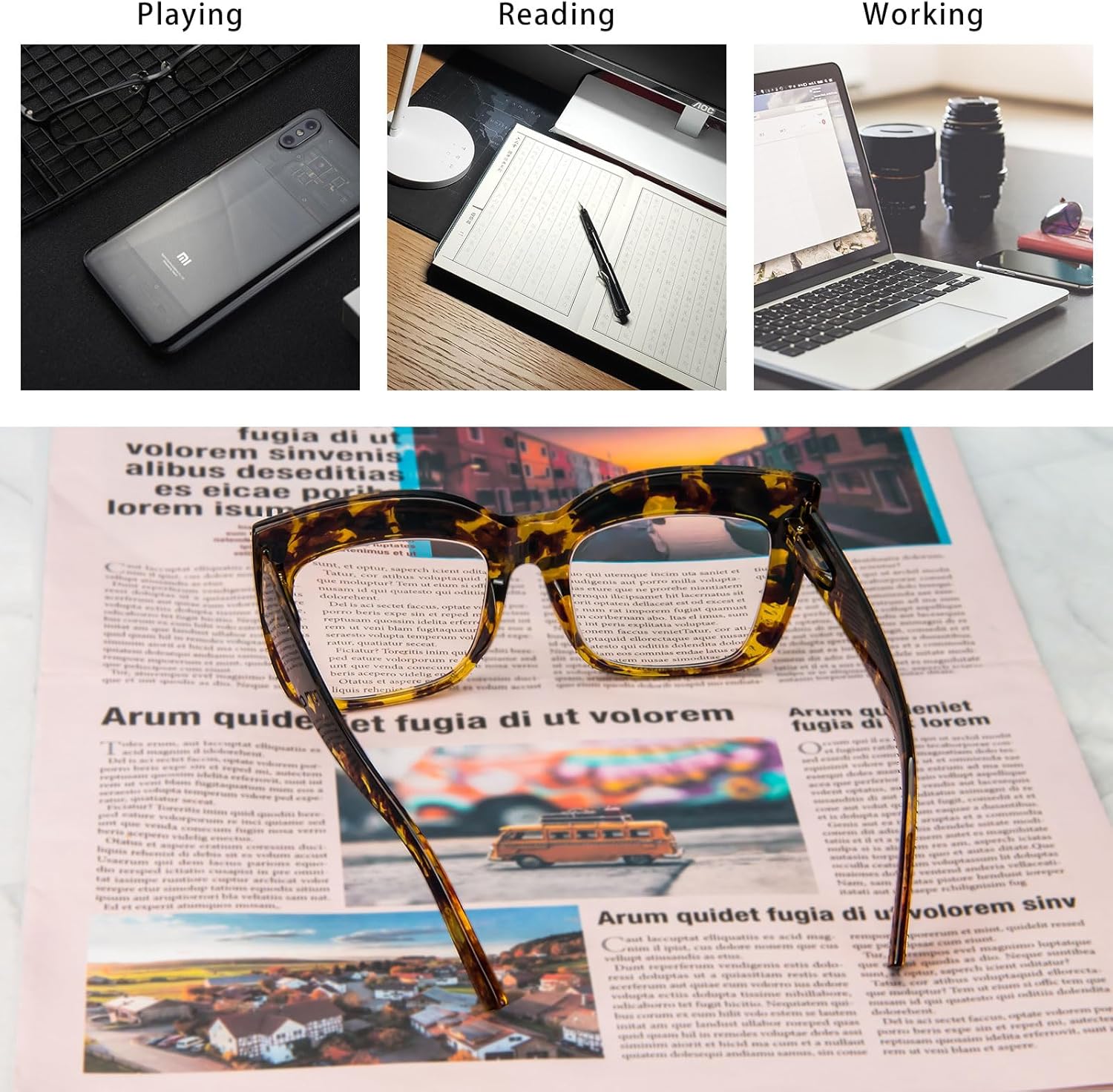 KoKoBin Paquete de 4 elegantes lentes de lectura de ojo de gato con marco grande para mujer, lectores retro de gran tamaño, bloqueo de luz azul