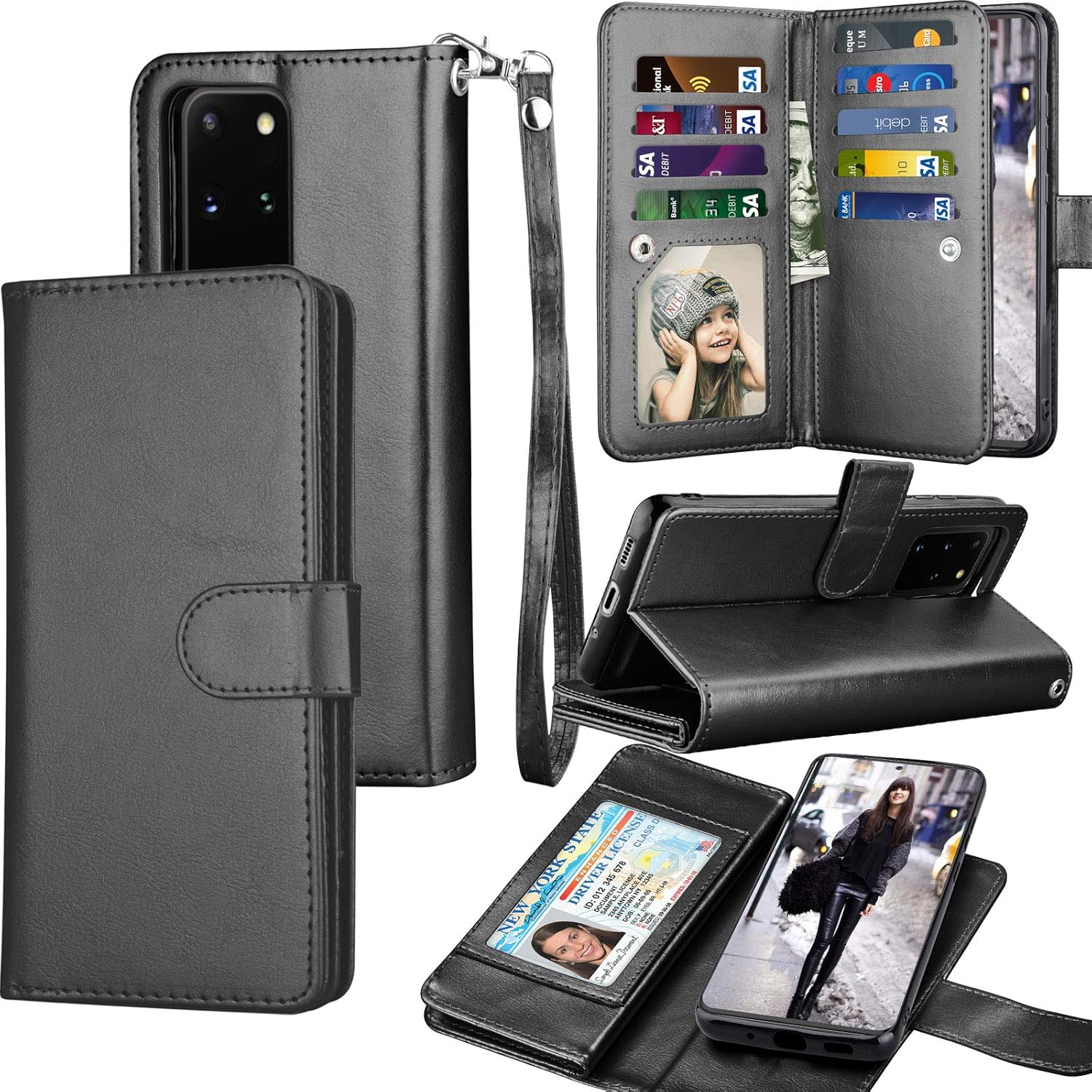Tekcoo Funda para Galaxy S20 Plus, funda tipo cartera para Galaxy S20+, piel sintética de lujo, ranuras para tarjetas de crédito, funda con tapa