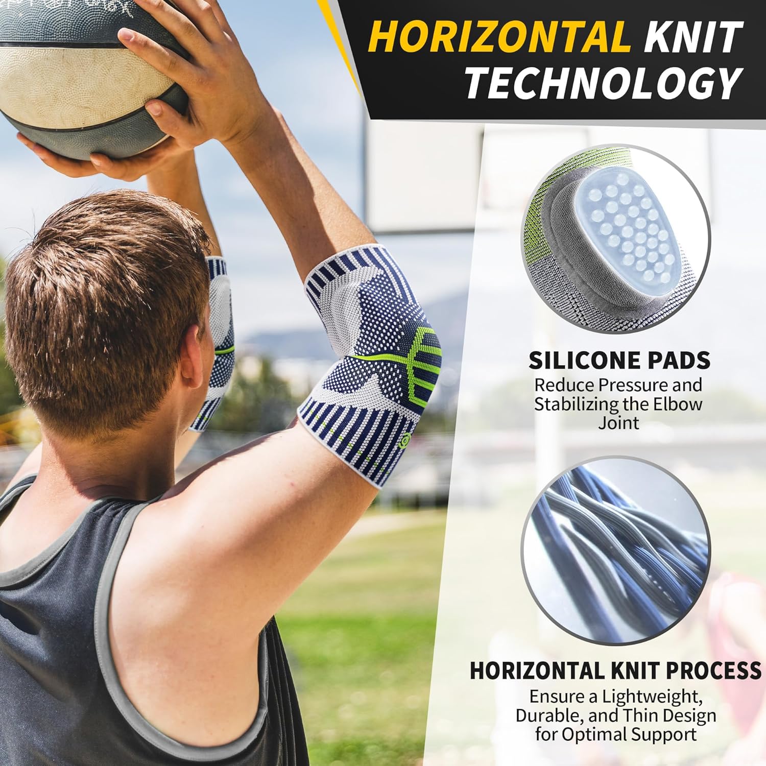 CAMBIVO Paquete de 2 coderas para tendinitis y codo de tenis con almohadilla de gel, mangas de apoyo para codos para mujeres y hombres, manga de