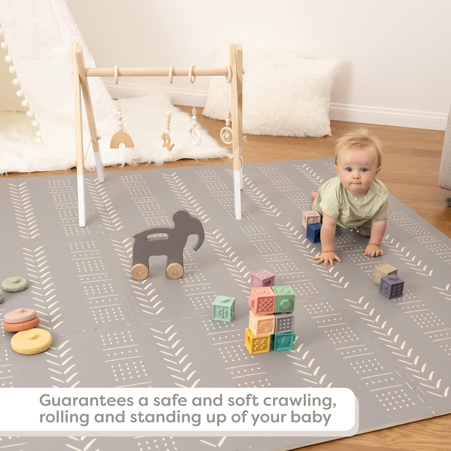CHILDLIKE BEHAVIOR Tapete de juego para bebés, tapete para el tiempo boca abajo y tapete para gatear, tapete de juego de espuma para bebé con