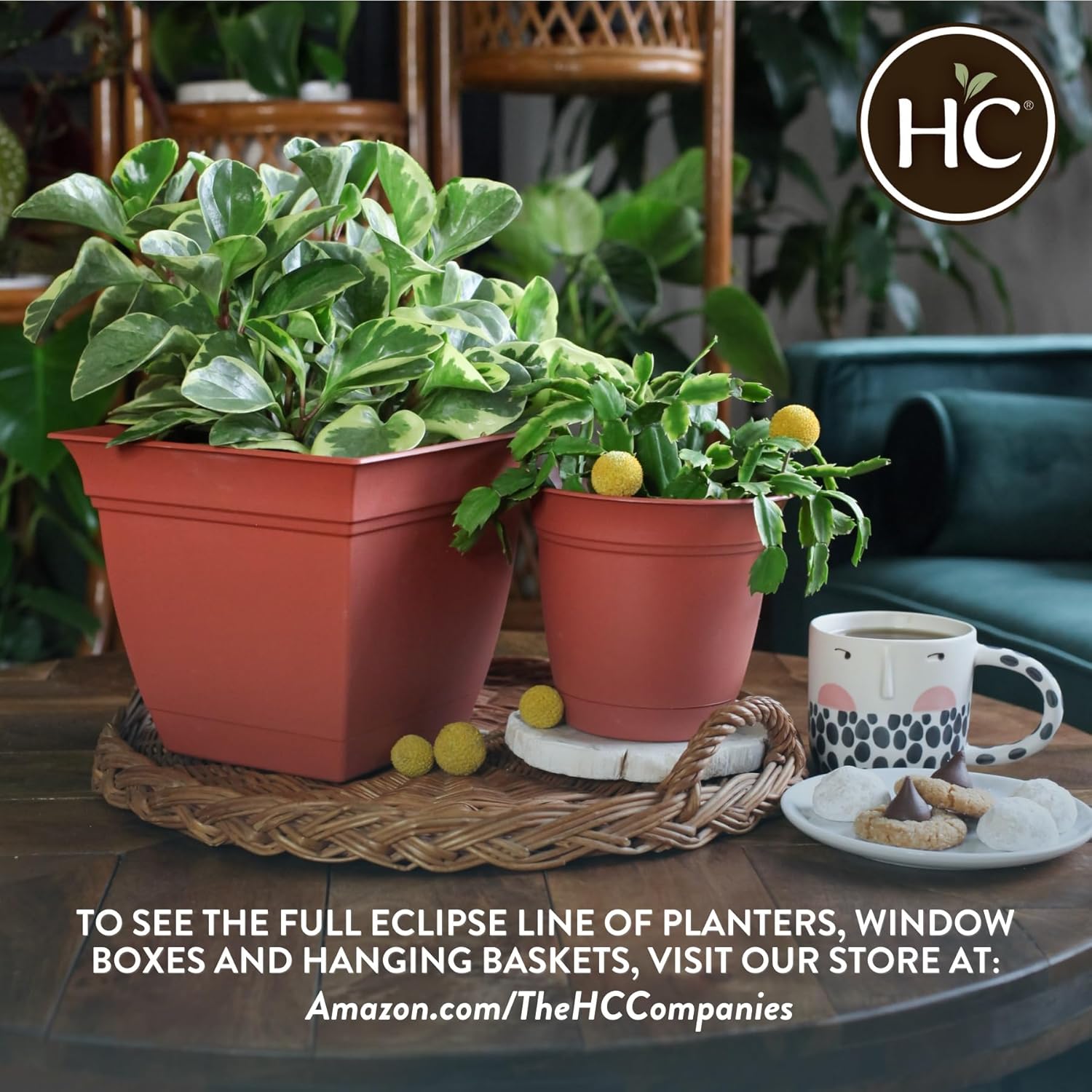 The HC Companies Eclipse Maceta redonda de 6 pulgadas, con platillo, maceta para interiores y exteriores, para flores, verduras y hierbas, blanco