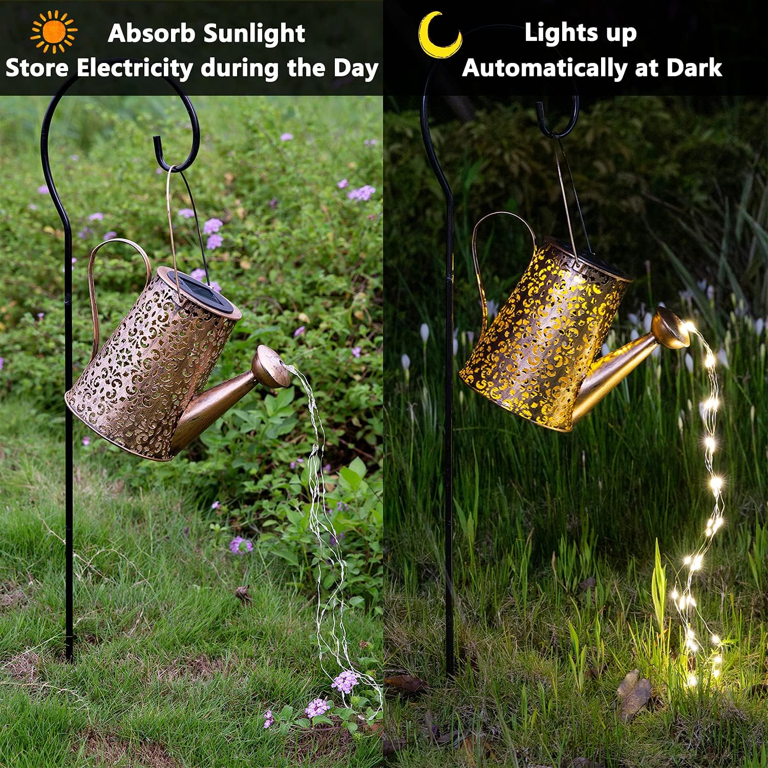 Luces solares para decoración de jardín al aire libre, gran regadera impermeable para colgar, luces de paisaje, decoraciones exteriores para patio,