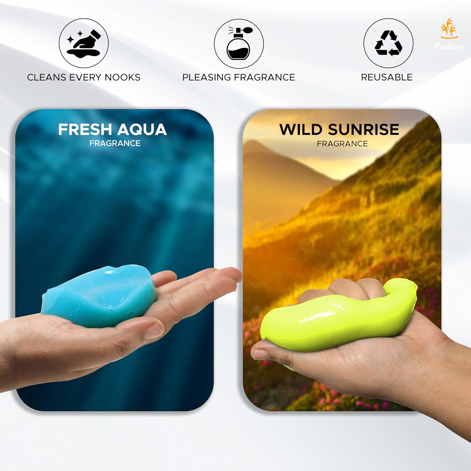 EcoNour Gel de limpieza de coche (paquete de 2) para rejillas de ventilación de CA y portavasos  Accesorios de masilla de limpieza de automóvil para