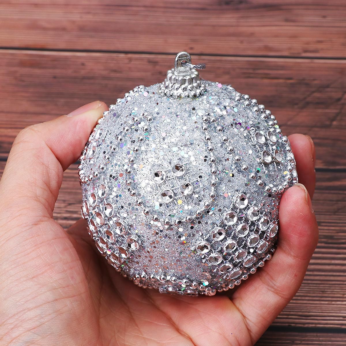 SUPVOX 3 adornos de bola de Navidad con diamantes de imitación de cristal, bolas de árbol de Navidad, adornos de árbol de Navidad, suministros de
