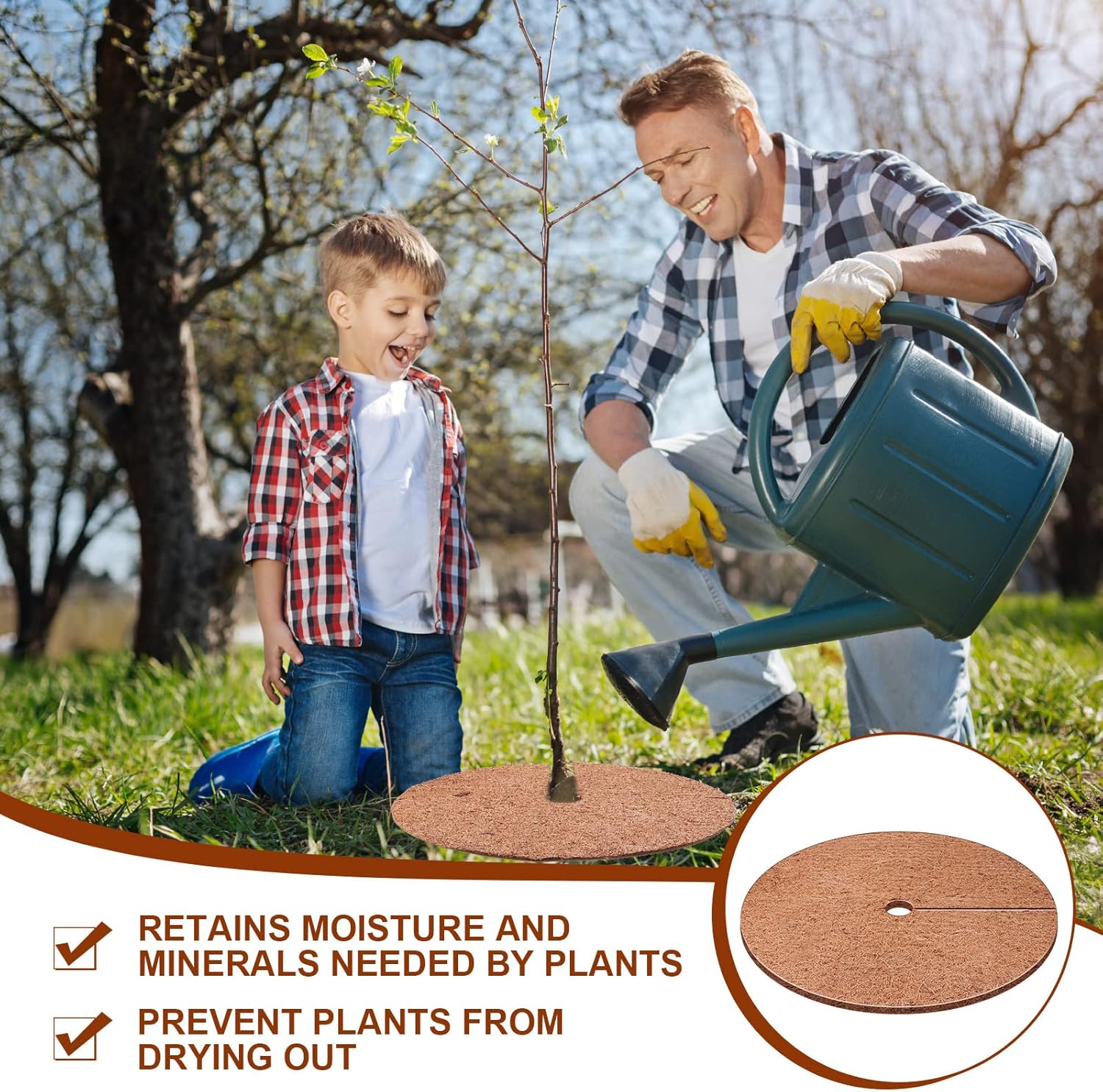 12 tapetes protectores de árbol de fibra de coco, fibra de coco, protección natural para ciprés, paisajismo, cubierta de plantas de disco de árbol,