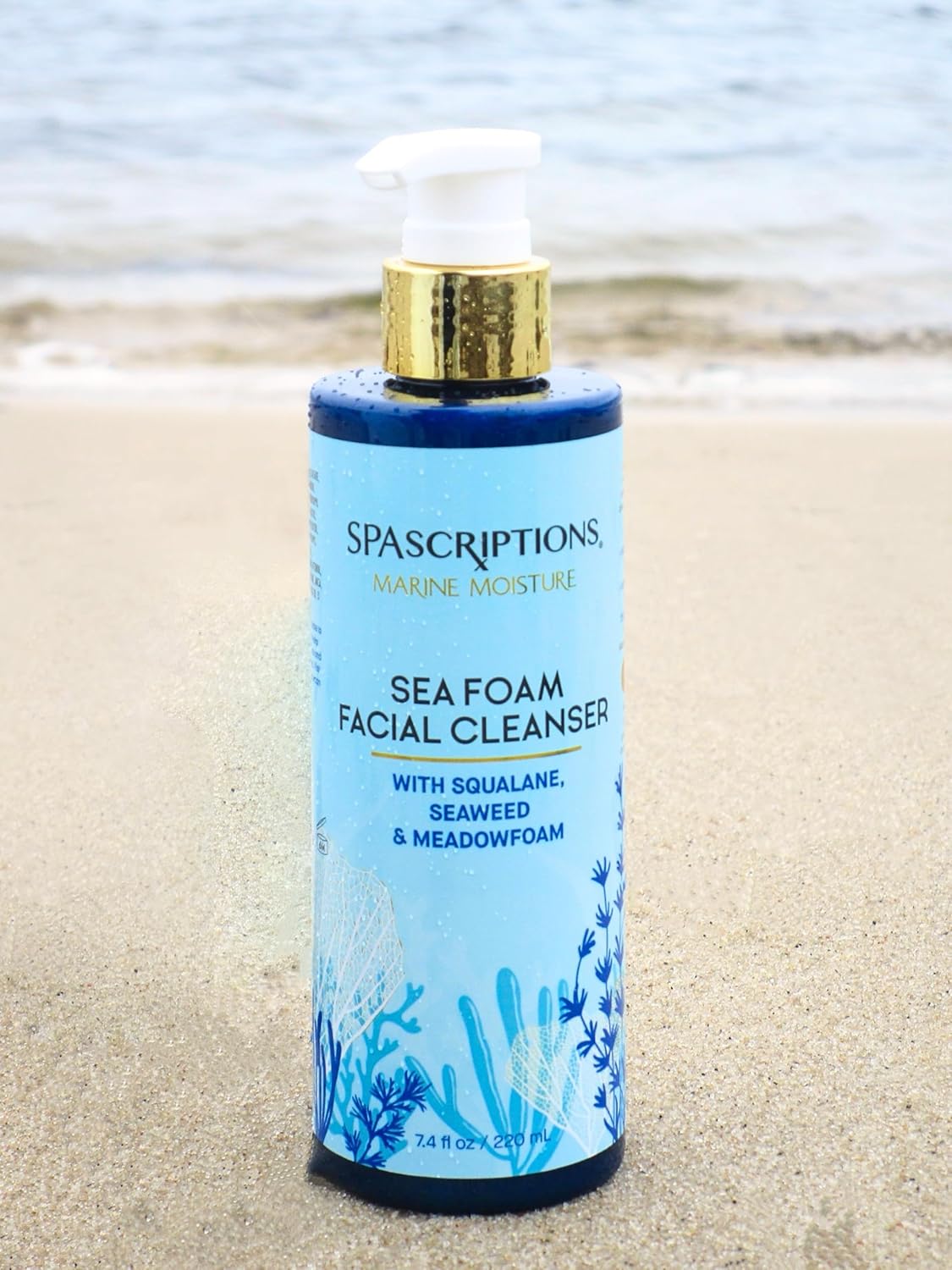 SpaScriptions Marine Moisture – Limpiador facial de espuma de mar, limpiador facial hidratante espumoso, limpiador facial purificador diario,
