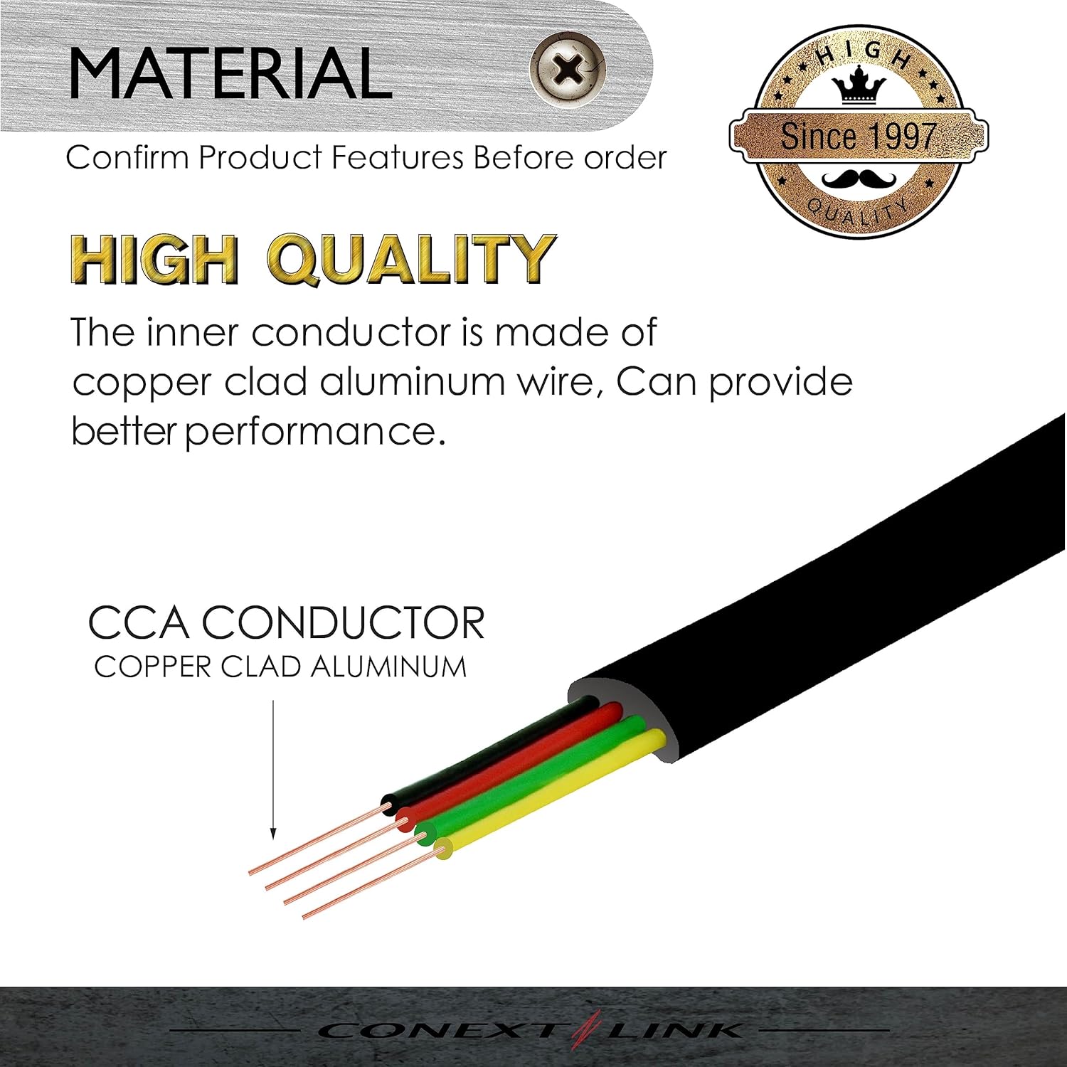 Conext Link Cable de extensión de teléfono modular RJ11 6P4C Cable de línea de cable de teléfono (100 pies, negro) (33222)