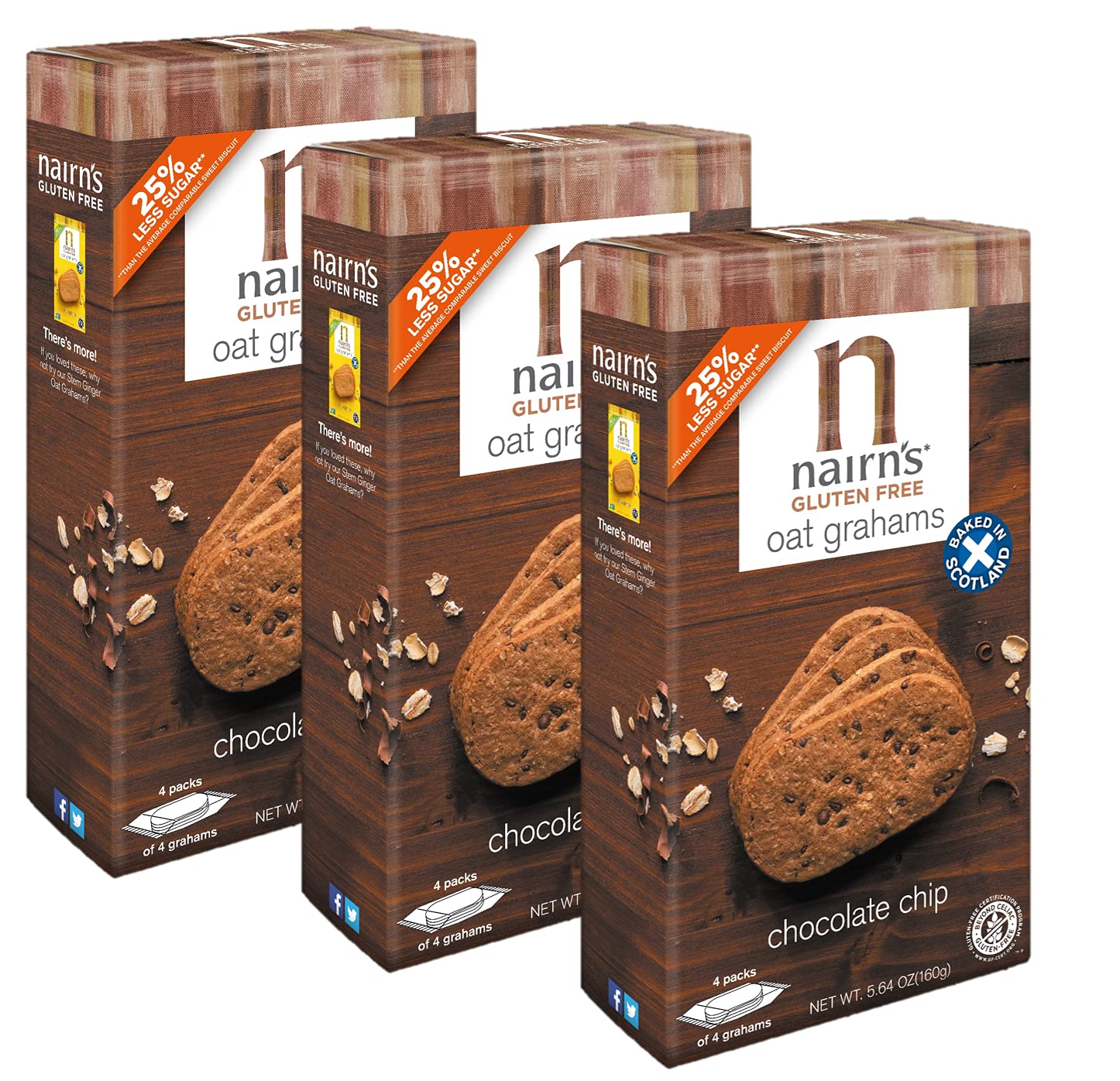 Nairn’s Grahams de avena con chispas de chocolate sin gluten, 3 paquetes5.64 oz