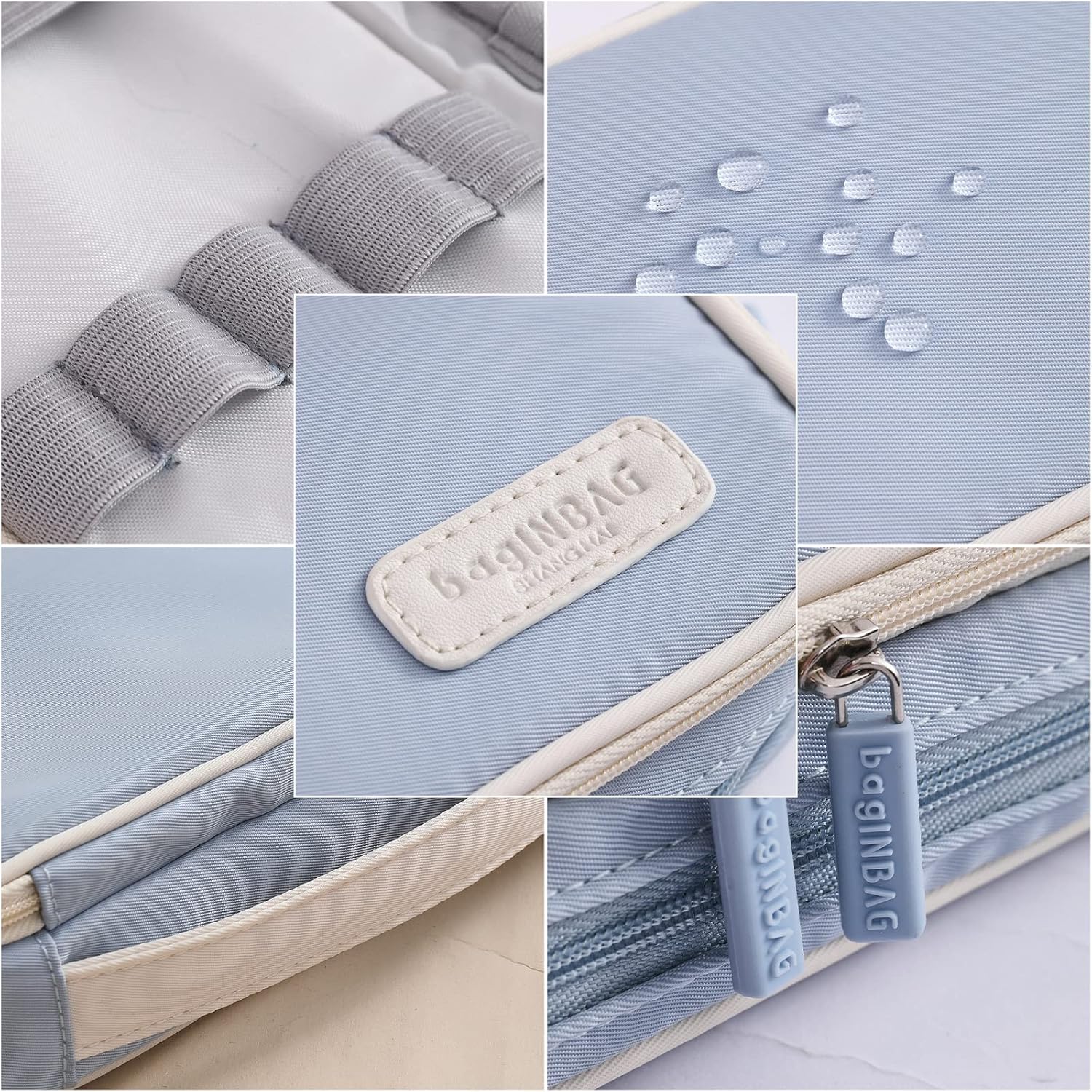 Estuche organizador pequeño con cremallera, estuche estético para lápices de luz, bolsa de lápices azul para hombres y mujeres
