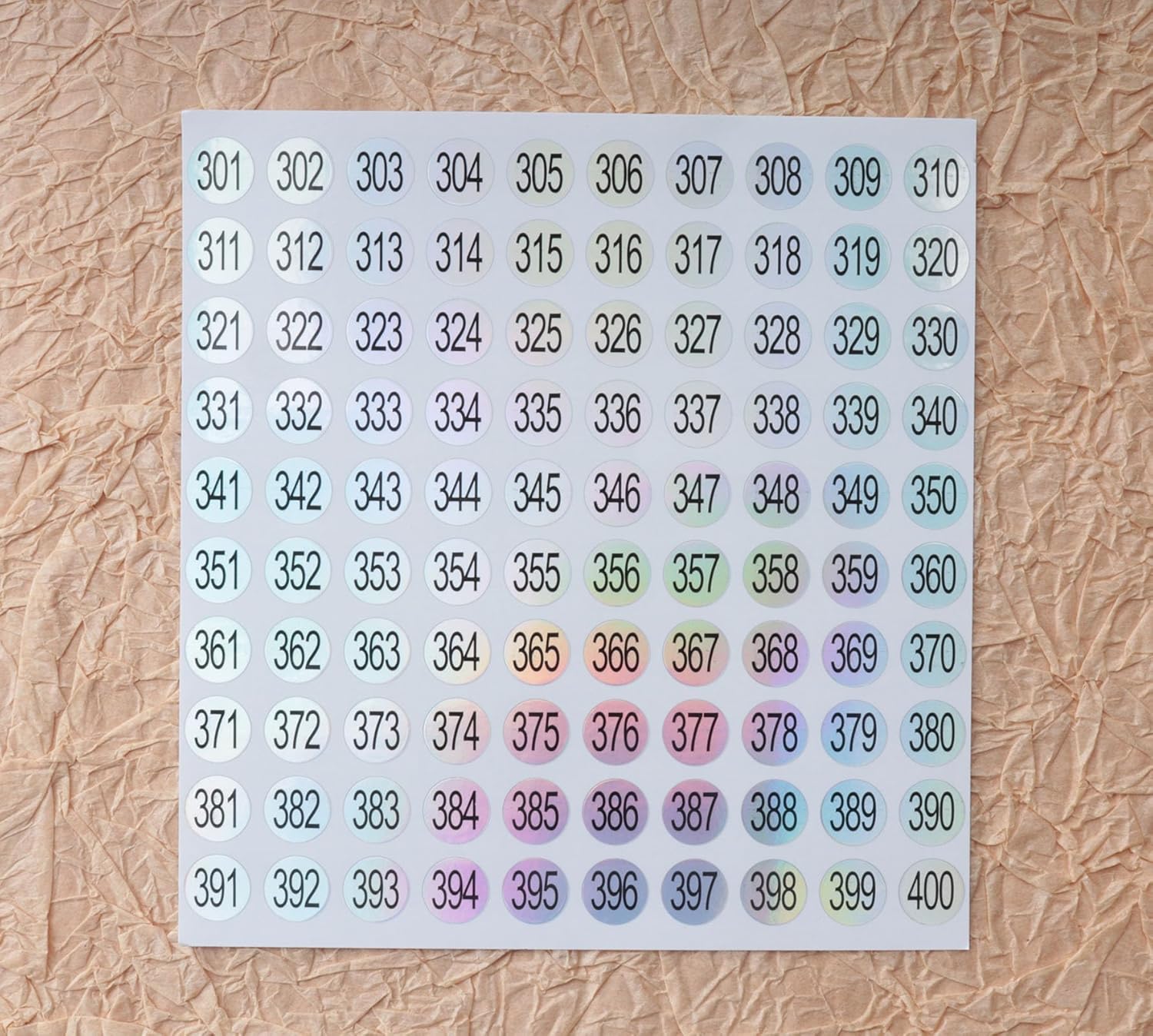 Ruwado 10 hojas de calcomanías de números del 1 al 100 unidades, autoadhesivas de 0.39 pulgadas, pequeñas etiquetas láser reflectantes impermeables