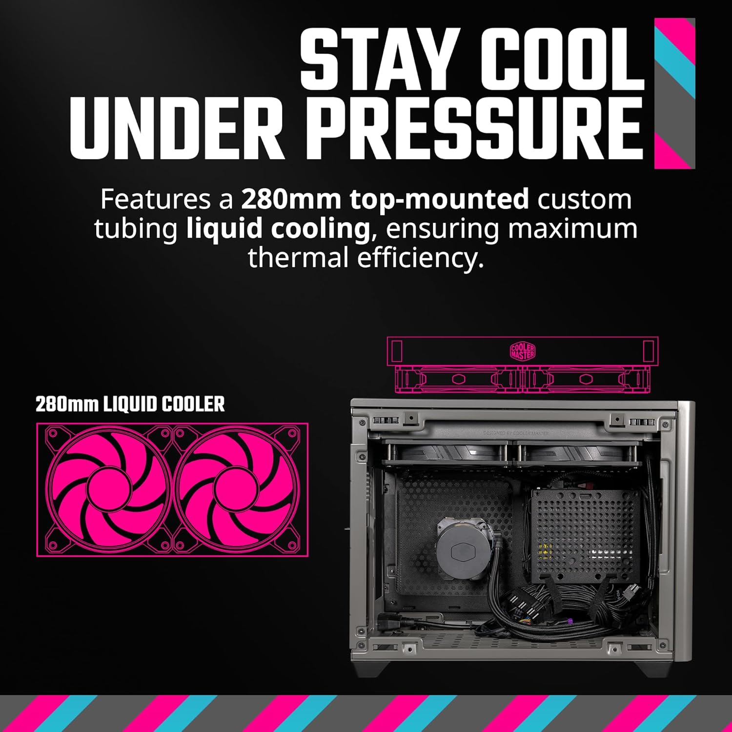 Cooler Master Funda NR200P MAX Mini-ITX con AIO de 11.024 in, 850 W SFX PSU, montaje vertical de GPU, elevador PCIe Gen4, vidrio o panel ventilado