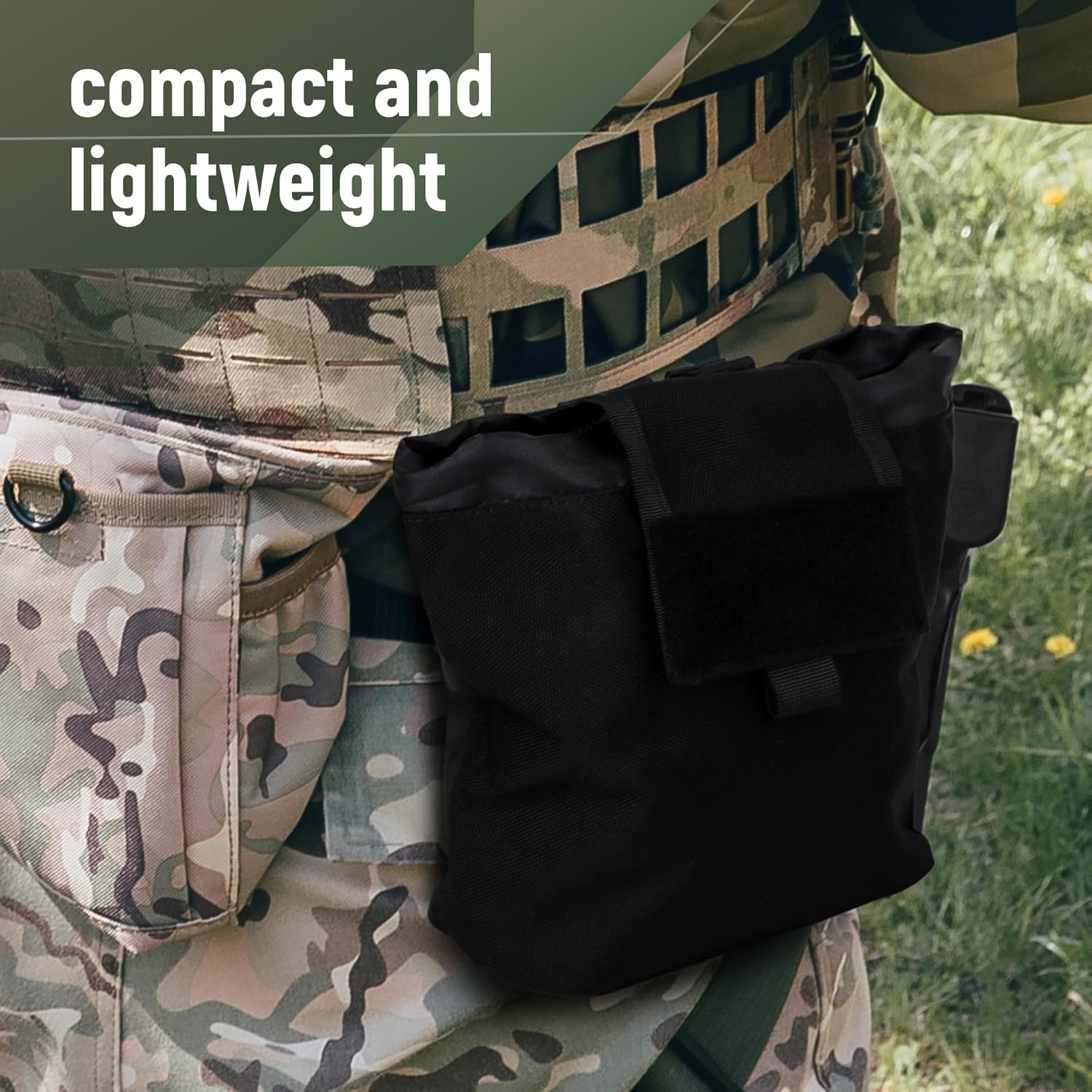 Molle – Bolsa de basura táctica enrollable con cordón, ligera, duradera, plegable, para caza, bolsa para revistas de munición