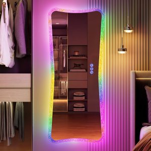 Dystler Full Length Mirror – Glass Full Body Lighted Mirror for BedroomLiving RoomBathroom, Hanging Dressing Mirror, Wall Mounted Mirror Dimming & 7 Dystler Full Length Mirror – Glass Full Body Lighted Mirror for BedroomLiving RoomBathroom, Hanging Dressing Mirror, Wall Mounted Mirror Dimming & 7