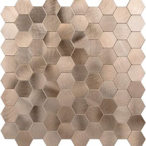 Decopus Protector contra salpicaduras de azulejos con aspecto antiguo, (5 unidades de bronce hexagonal) de cobre para despegar y pegar, modelado de Decopus Protector contra salpicaduras de azulejos con aspecto antiguo, (5 unidades de bronce hexagonal) de cobre para despegar y pegar, modelado de