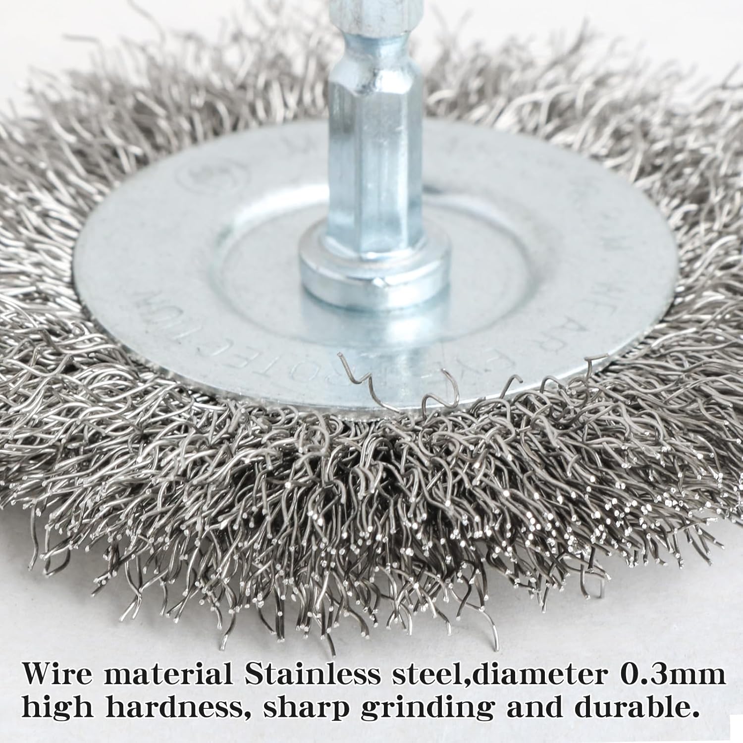 Hiqalty 10 cepillos de rueda de alambre de acero inoxidable de 3 pulgadas para taladro con vástago hexagonal de 14 pulgadas (10)