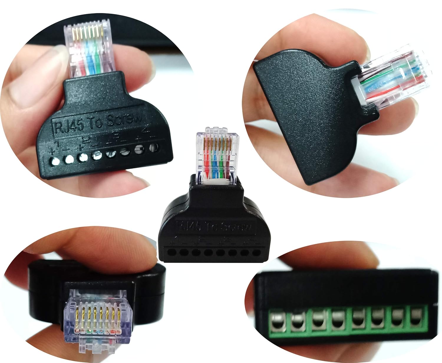 CGTime – Conector RJ45 macho a 8P 8C hembra tipo tornillo terminales Ethernet chapado en oro red Plug Cable AV CCTV UTP Cat5 Cat6 Cat7 conectores