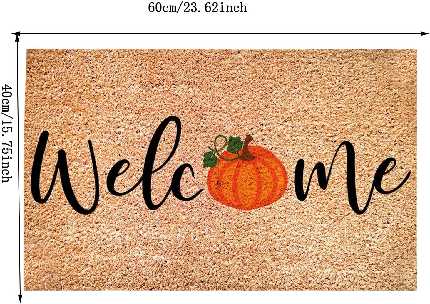 Alfombras de entrada de calabaza de Halloween para interiores, 23.6 x 15.7 pulgadas, goma con estampado de calabaza para patio, faroles de calabaza,