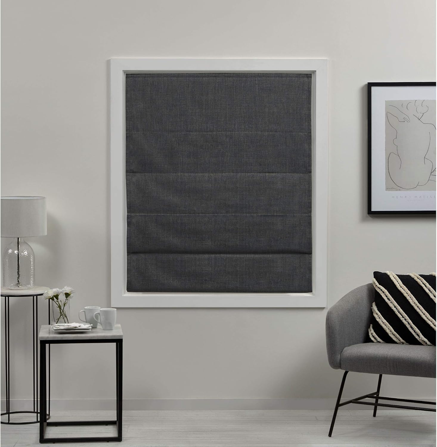 Exclusive Home – Persiana Acadia total blackout estilo romana, 23×64, gris