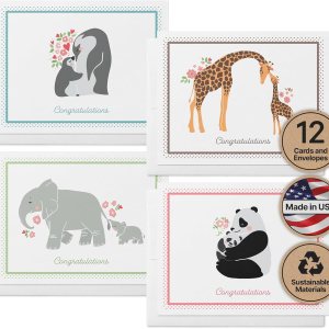 Twigs Papel Surtido de tarjetas de felicitación para baby shower en blanco con sobres, tarjetas de felicitación para niños y niñas, tarjetas de Twigs Papel Surtido de tarjetas de felicitación para baby shower en blanco con sobres, tarjetas de felicitación para niños y niñas, tarjetas de