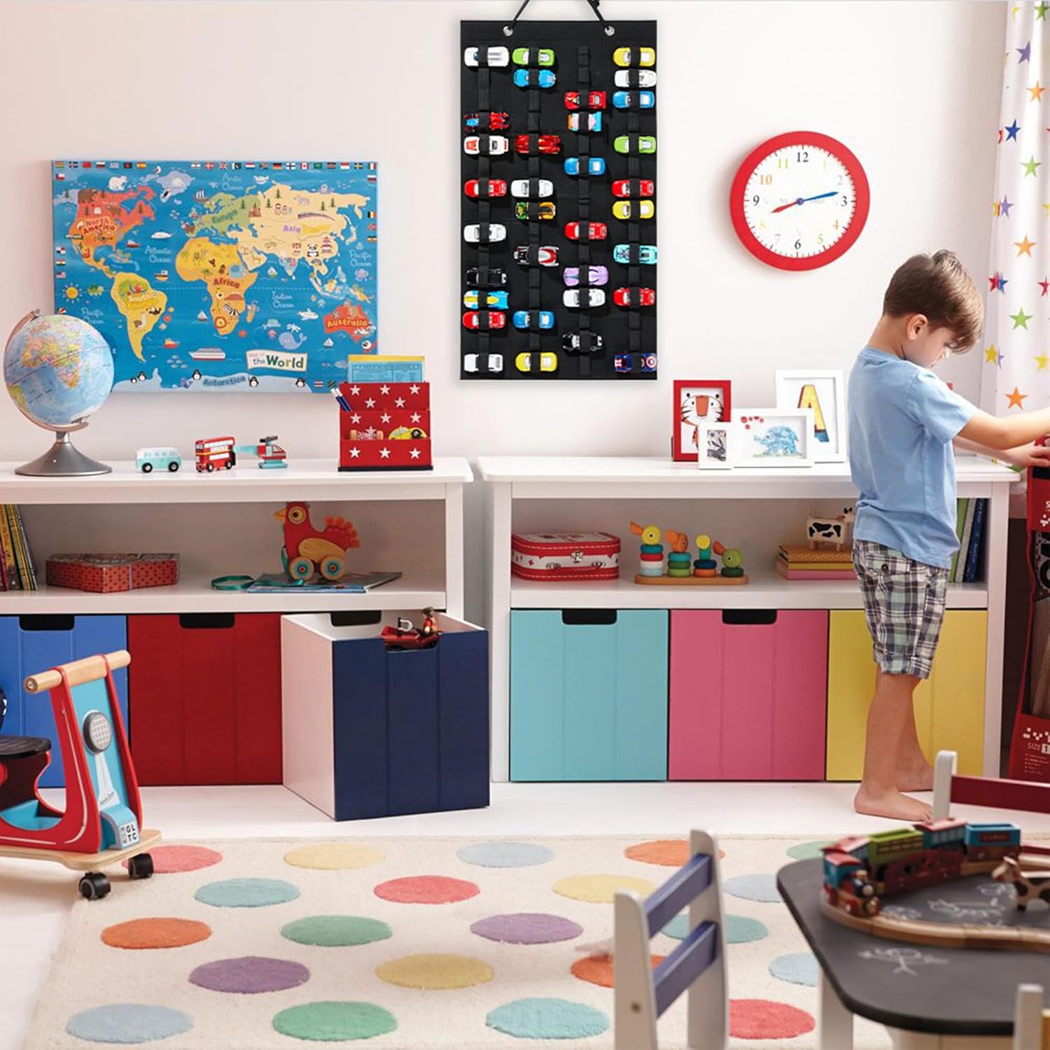 HUHYNN Vitrina compatible con 60 Hot Wheels, organizador colgante para Hot Wheels Matchbox Cars, vitrina de montaje en pared para Hot Wheels se